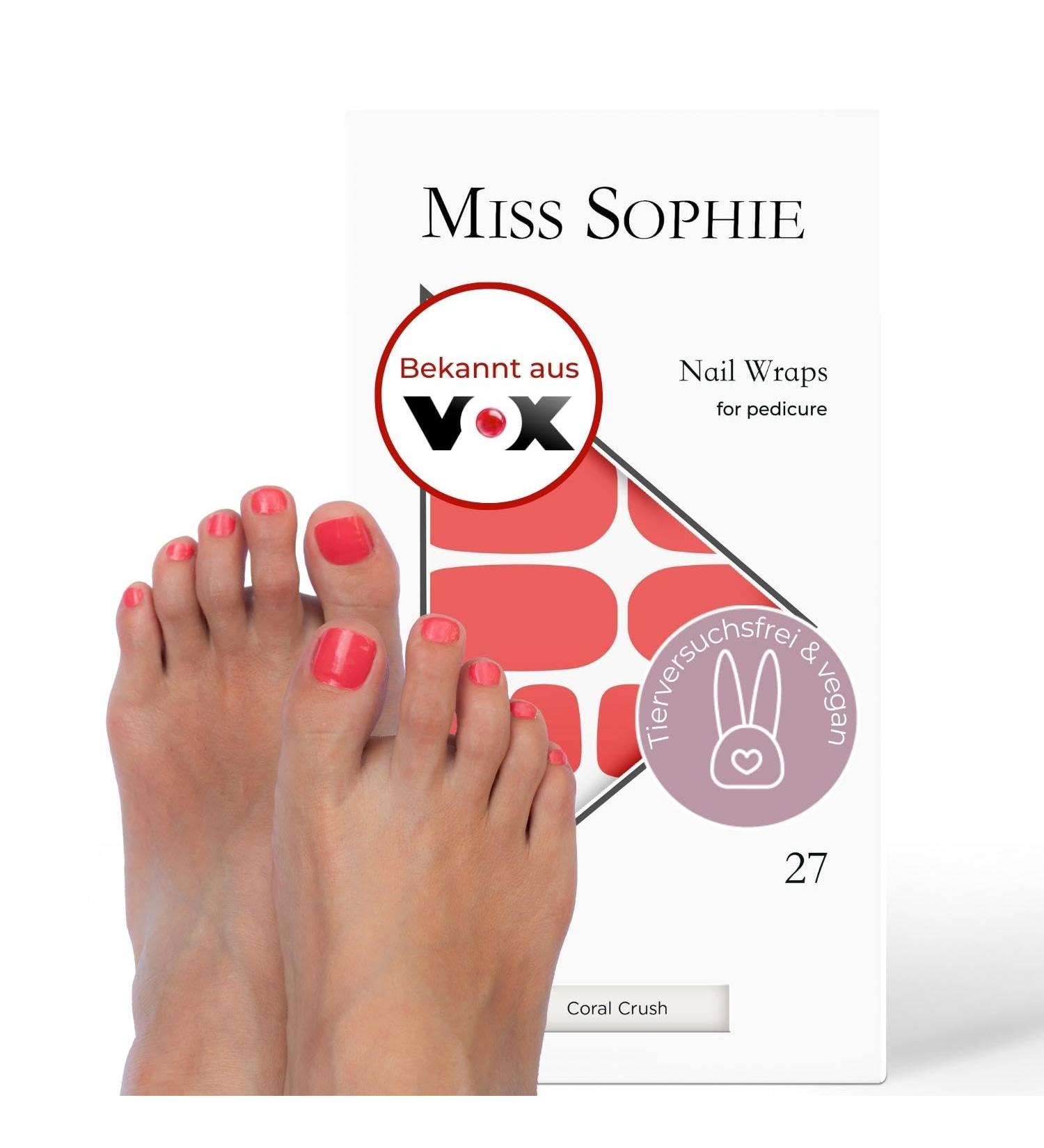 Original Miss Sophie Pedi Wraps - Coral Crush | 27 Ultra-Thin Nail Polish Stripes for Natural Acrylic Gel & Shellac Nails | International Shipping Available - Buy Online on GoSupps.com