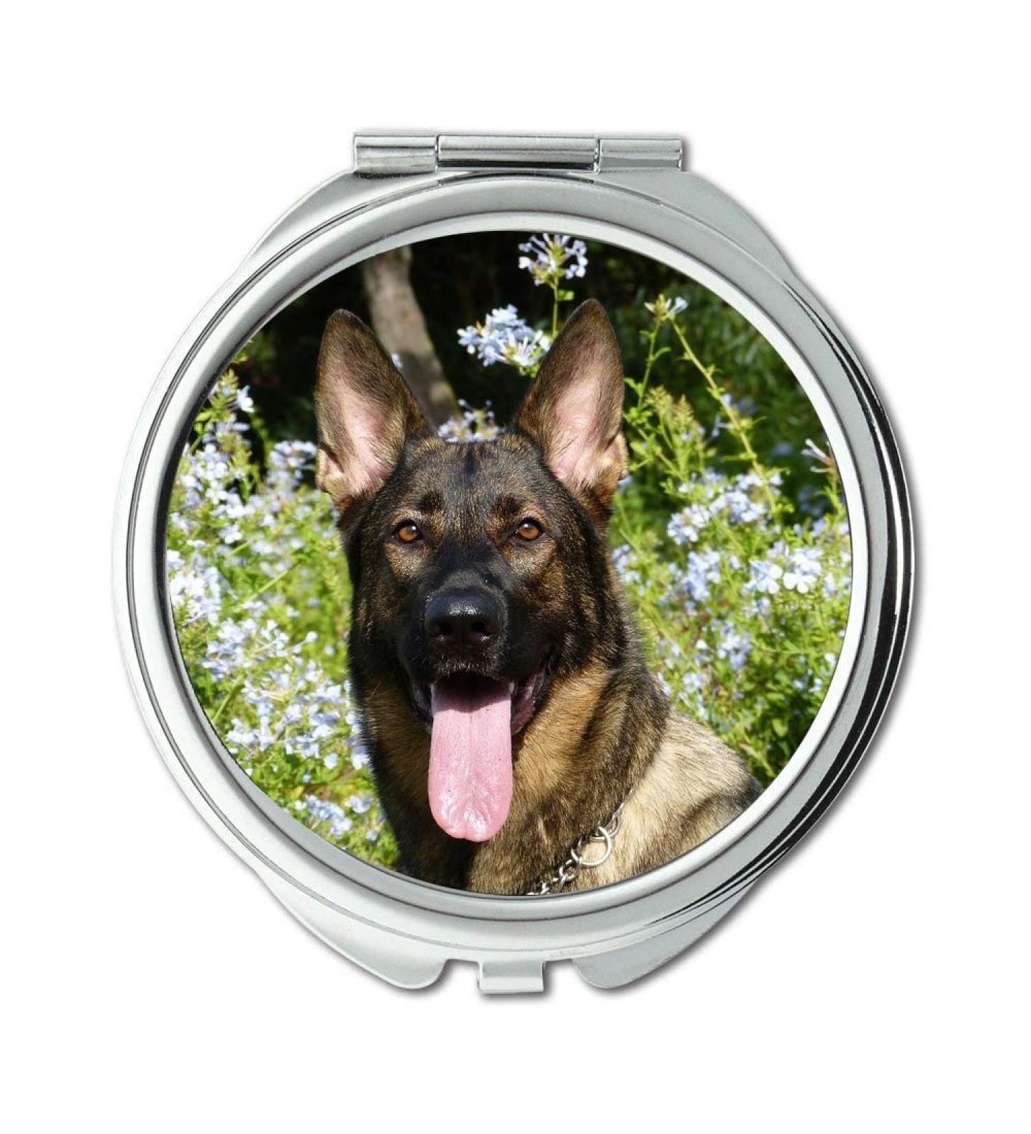 Mirror makeup mirror German Shepherd Dog Pet Happy Funny Face Tongue pocket mirror portable mirror - Buy Online on GoSupps.com