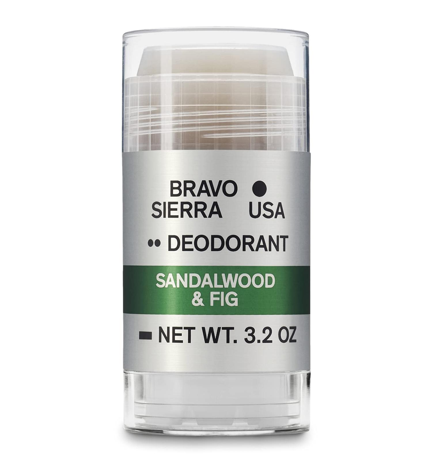 Bravo Sierra Men's Aluminum-Free Deodorant - Sandalwood & Fig Scent - 3.2 oz - Paraben-Free, Baking Soda Free - Long-Lasting Odor and Sweat Protection - Vegan & Cruelty-Free - Buy Online on GoSupps.com