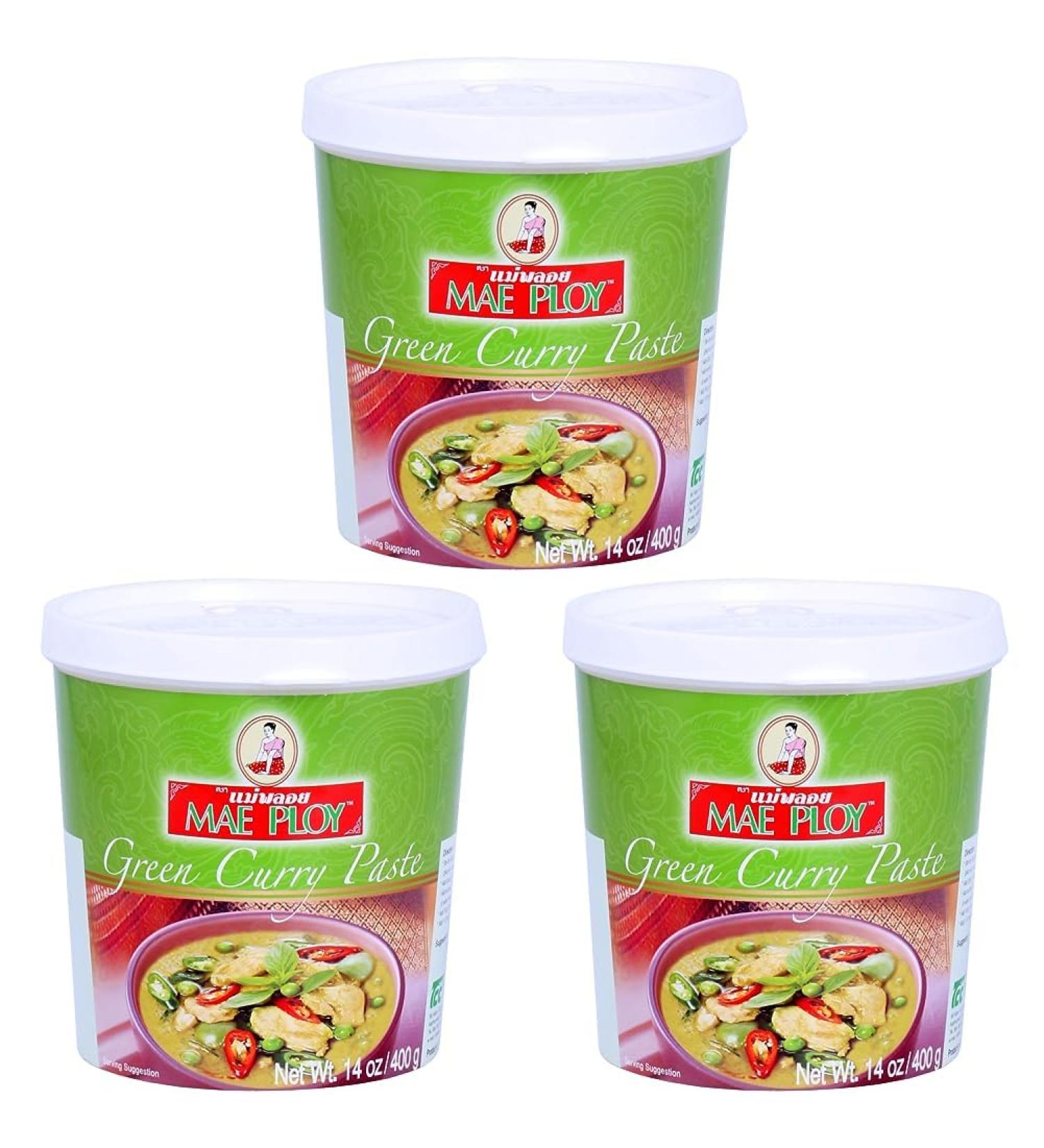Mae Ploy Green Curry Paste - Garlic 400g (Pack of 3) | Authentic Thai Flavor International Shipping - Buy Online on GoSupps.com