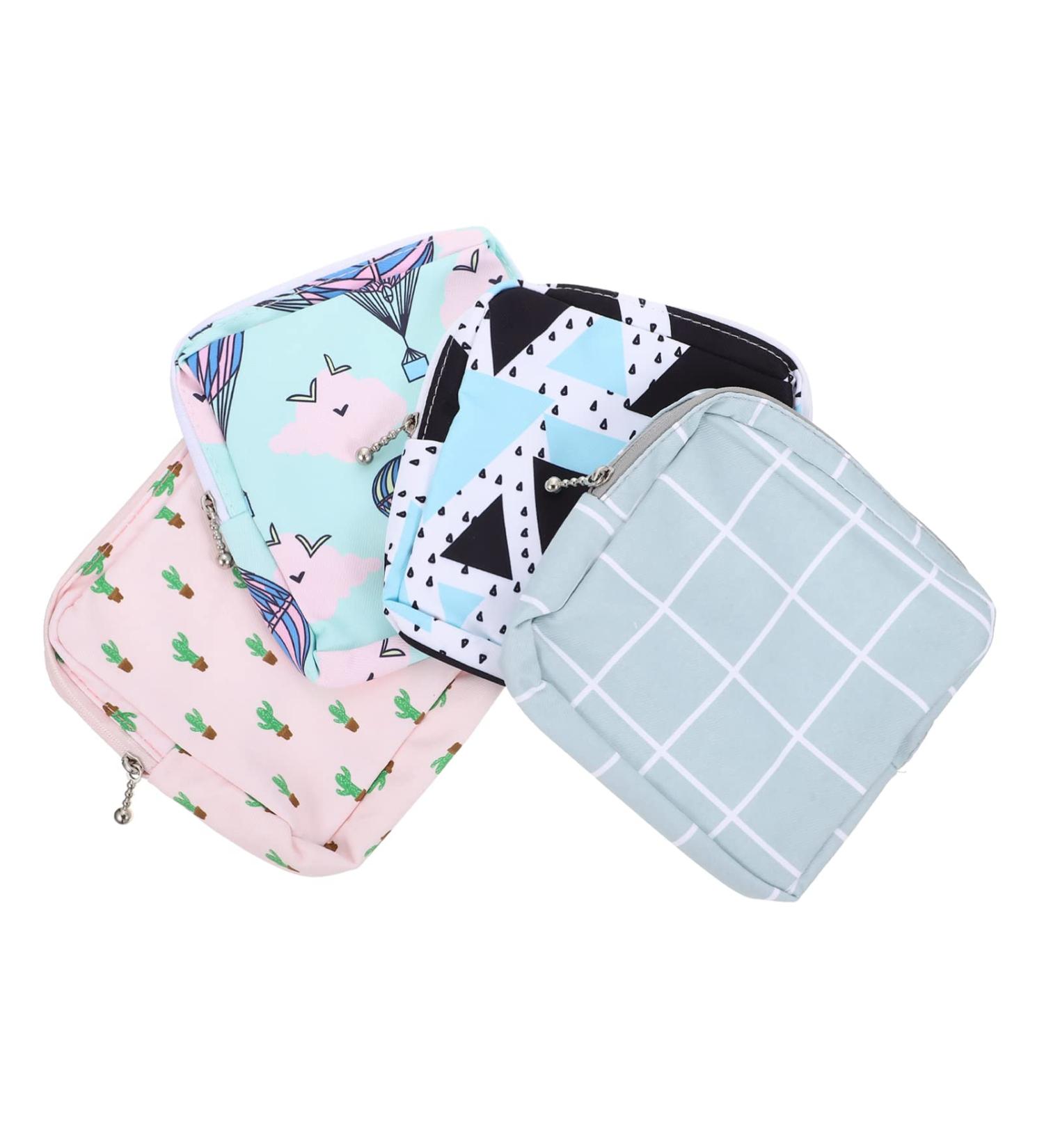 4-Pack Flower Cosmetic Storage Bags for Women - Bandage & Period Pad Holders - Stylish Polyester Pouches in Various Colors - Buy Online on GoSupps.com