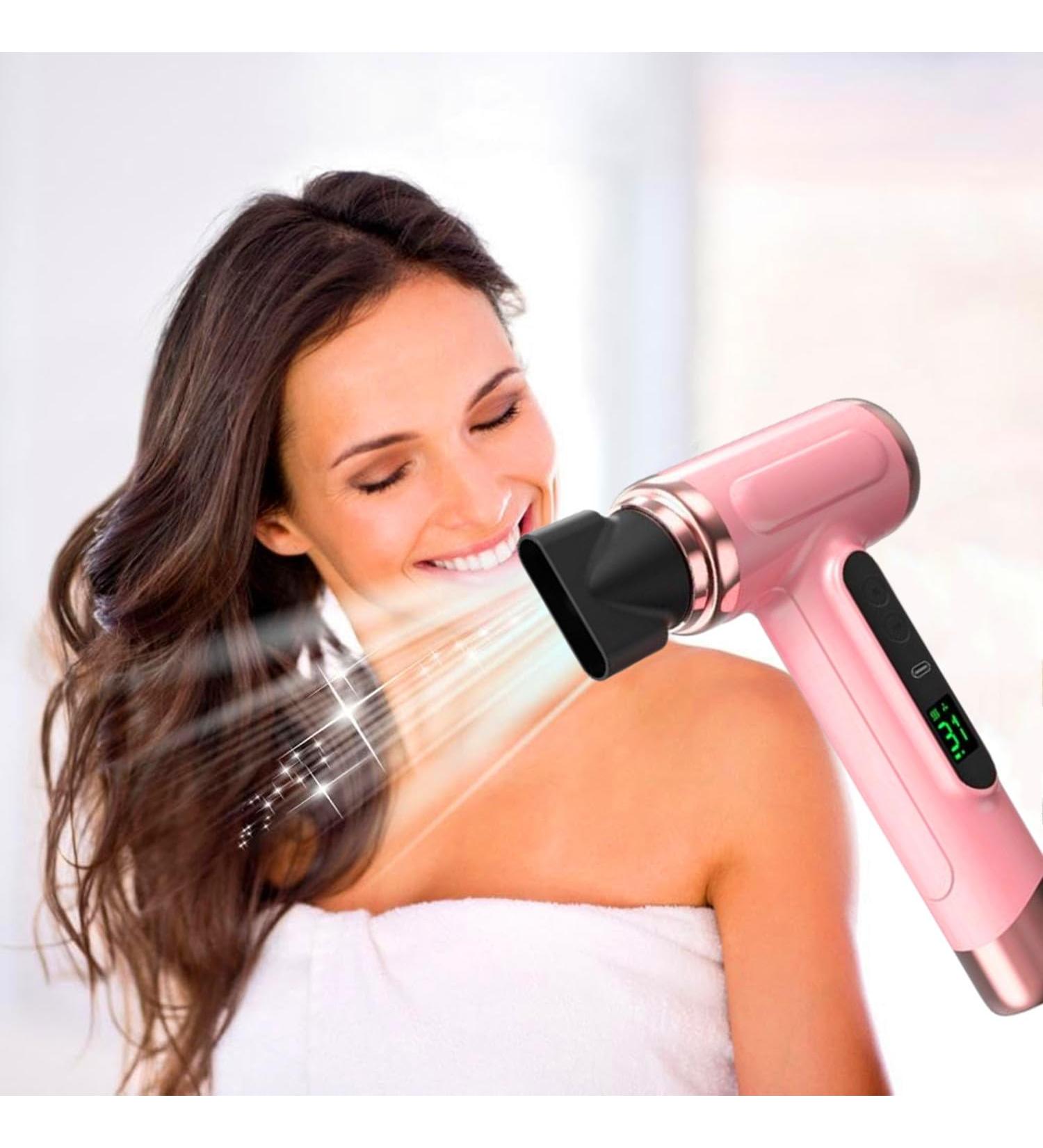 Handheld Cordless Hair Dryer w/Hot & Cold Wind USB Rechargeable Cordless Hair Dryer Portable Travel Blowdryer for Outdoor Indoor Pink - Buy Online on GoSupps.com