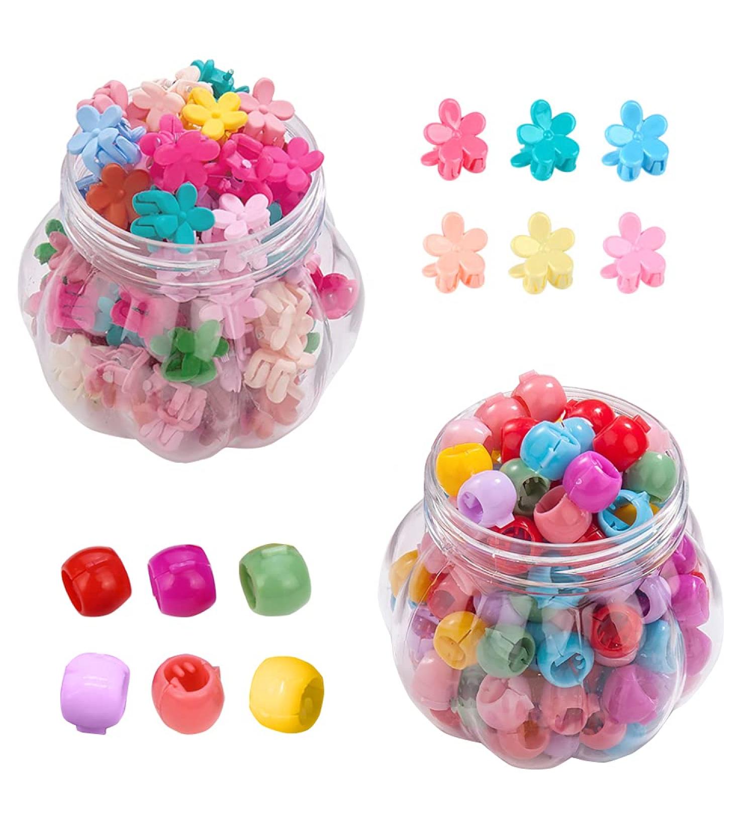 Trsnzul Mini Hair Clip Set - 100 Colorful Pearl Clips & 50 Flower Hair Accessories for All Hair Types - Perfect for Styling & DIY - Random Colors - Buy Online on GoSupps.com