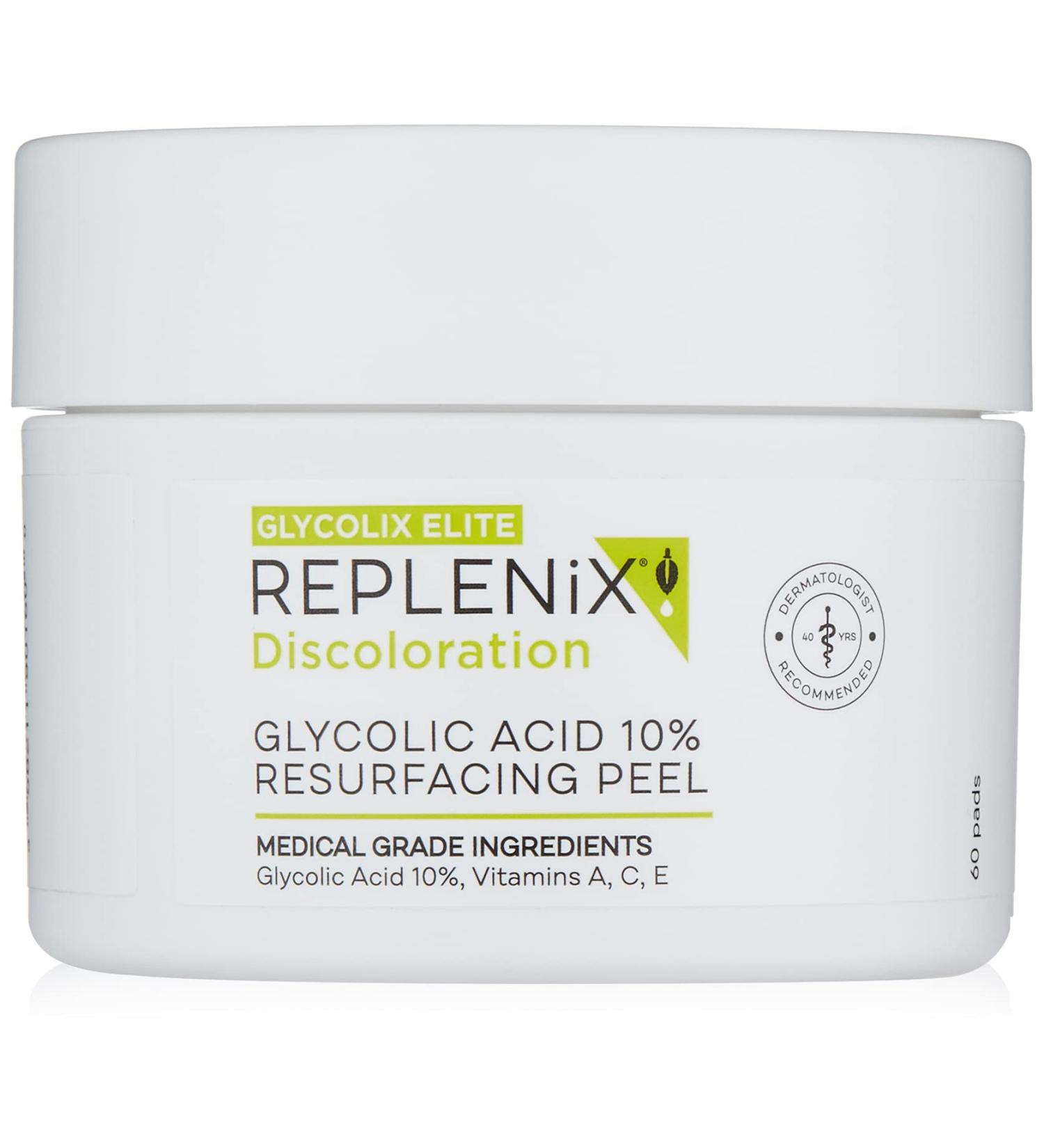 Replenix Glycolix Elite Glycolic Acid Peel Pads - 10% Glycolic Acid, 60 ct - Brightening & Exfoliating Treatment - Buy Online on GoSupps.com