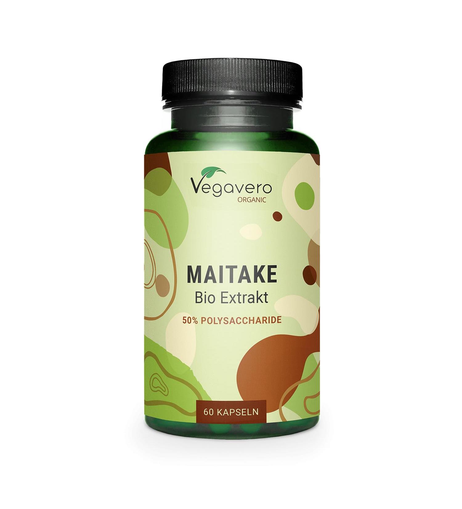 Maitake BIO Vegavero | High Dosage: 7500 mg | Standardized Extract to 50% Polysaccharides | Natural Antioxidant + Anti Stress | No Additives | 60 Capsules | Vegan - Buy Online on GoSupps.com