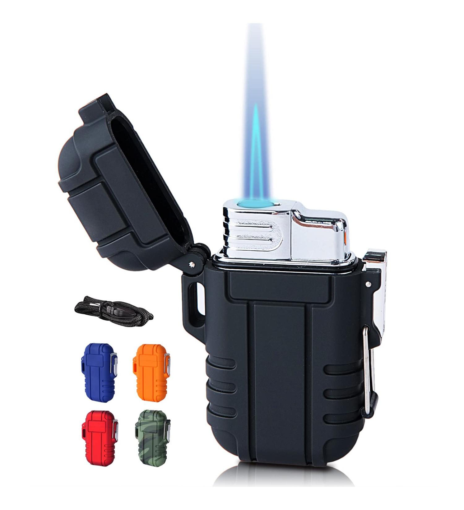 Waterproof Windproof Torch Lighter - Black Single Flame for Candle, Camping, Family Use - Ideal Mens Gift (Butane Not Included) - Buy Online on GoSupps.com