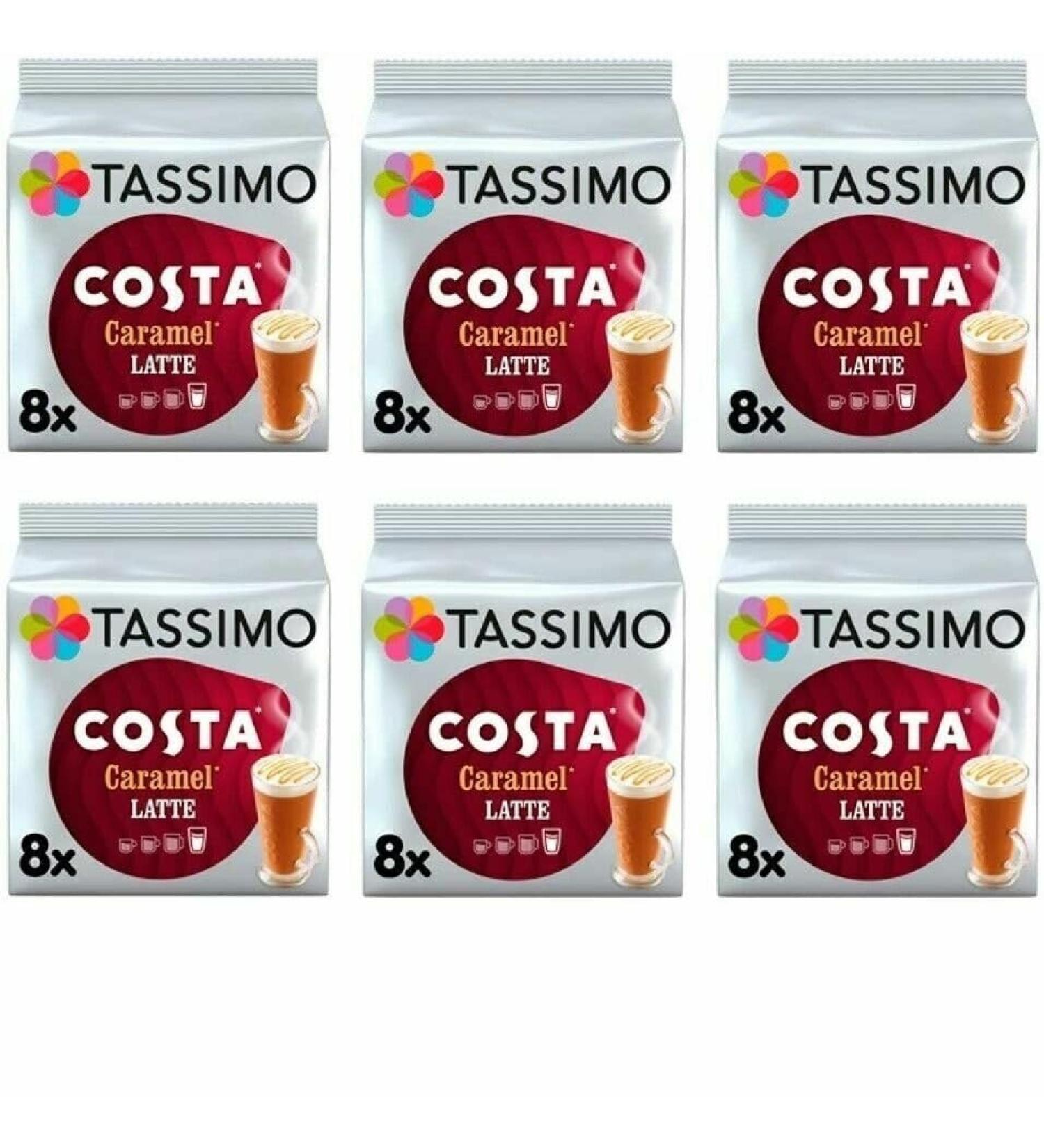 Tassimo Compatible Costa Latte Caramel Coffee Pods 16 discs - (Pack of 6 Total 96 discs 48 Drinks) - Buy Online on GoSupps.com
