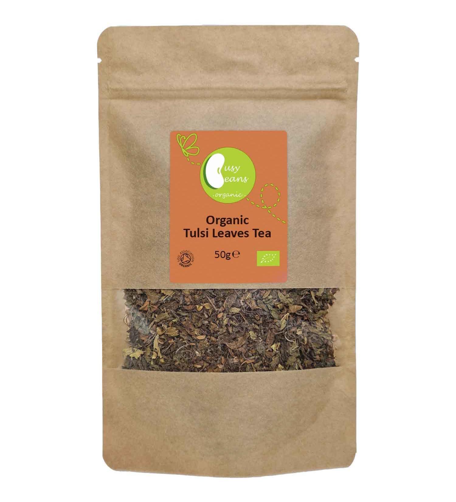 Organic Tulsi Leaves Tea - Certified Organic - by Busy Beans Organic (50g) - Buy Online on GoSupps.com