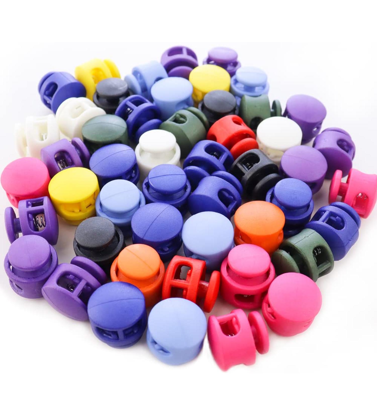 NODG 50 Pcs Assorted Colors Round Ball Cord Lock Toggle Stoppers for Drawstrings Bags - Plastic Lanyard Fastener Clips - Buy Online on GoSupps.com
