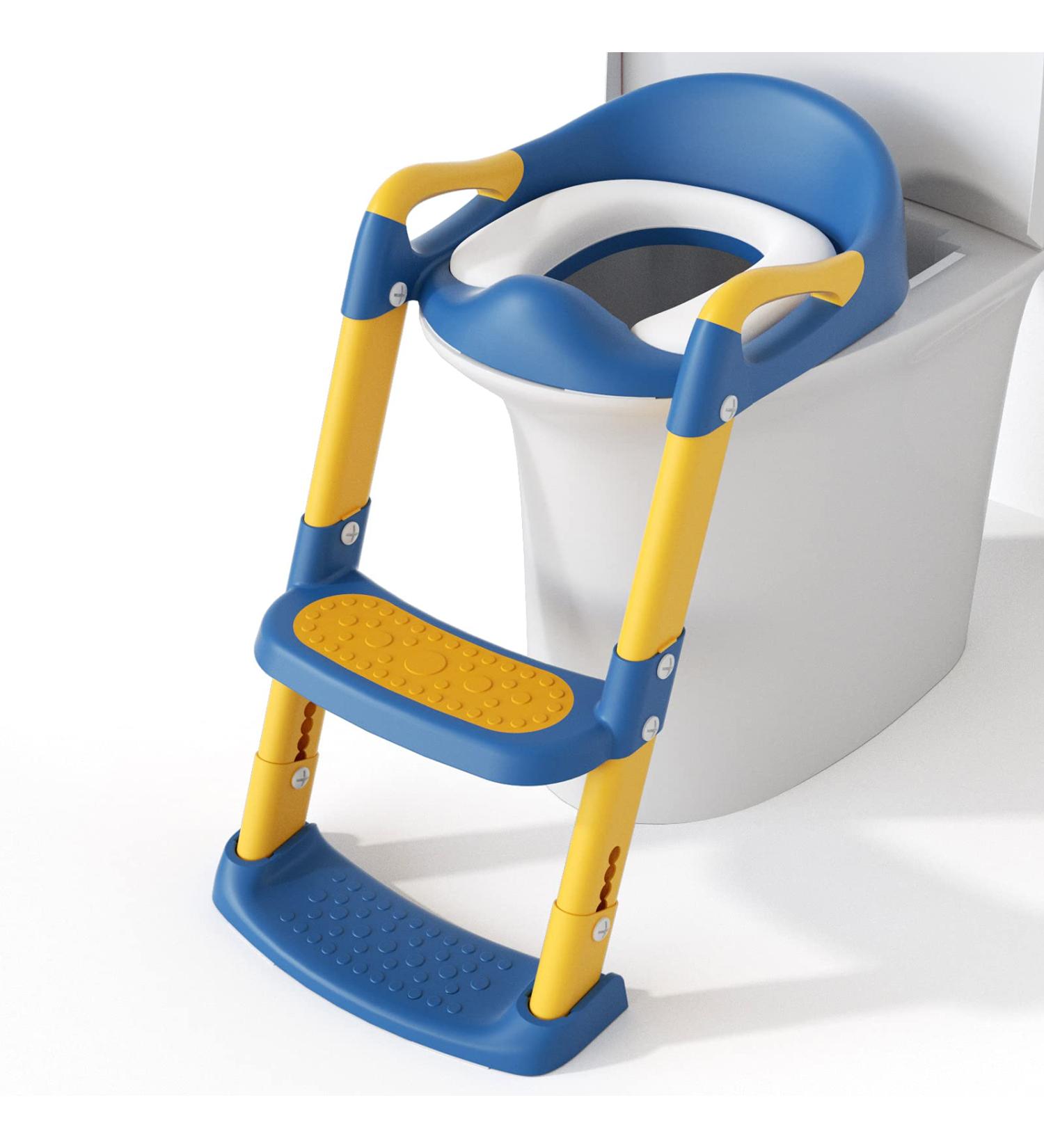 YMINA Potty Training Seat with Step Stool Ladder for Boys Girls - Blue, Foldable, Adjustable, Anti-Slip Pad - Kids Toilet Seat with Handles & Splash Guard - Buy Online on GoSupps.com