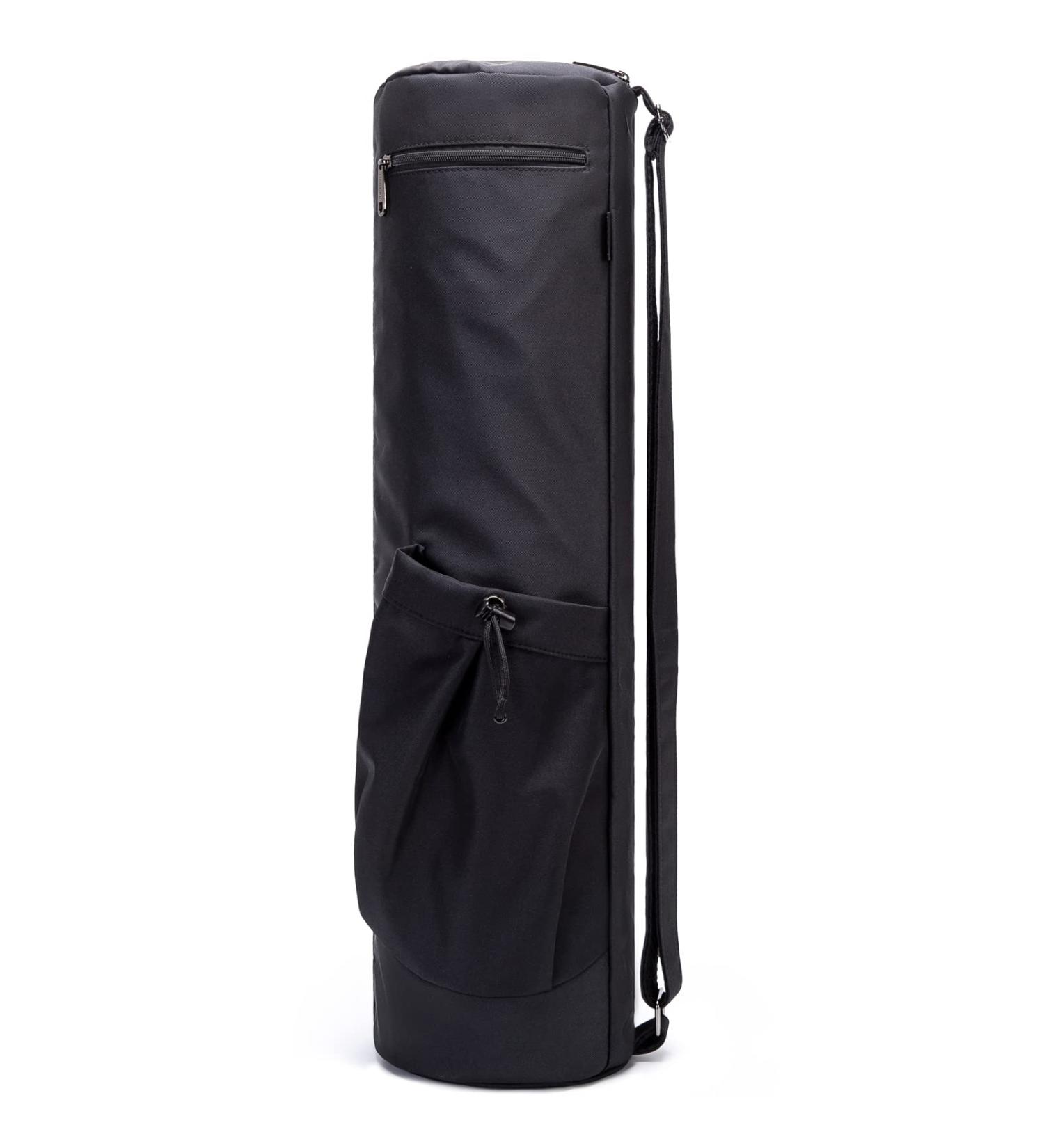 HAGUSU Waterproof Yoga Mat Bag with 2 Pockets, Adjustable Shoulder Strap - Black - Buy Online on GoSupps.com