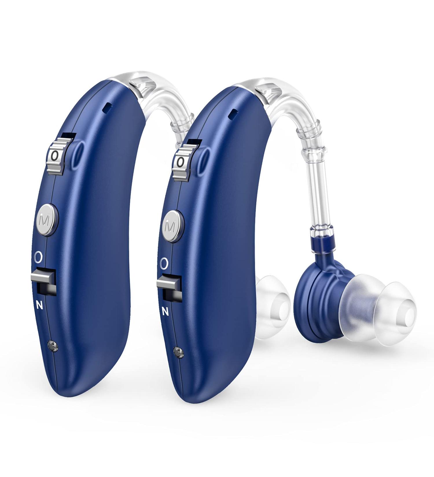 Rechargeable Hearing Aids for Seniors with Noise Cancelling - Blue | Nano Digital Amplifier for Invisible Hearing Loss - Buy Online on GoSupps.com
