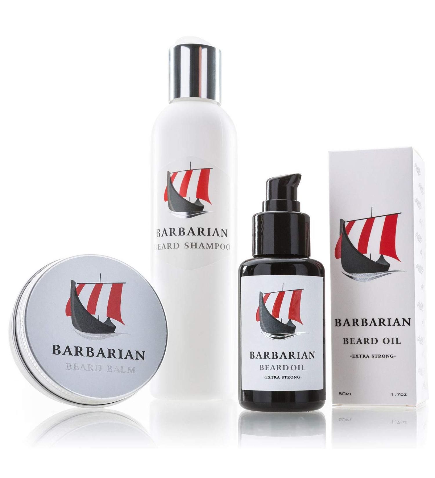 Mr. Burtons Barbarian Beard Care Set - Premium Beard Oil Balm & Shampoo - Perfect Grooming for All Beards - Ship Worldwide - Buy Online on GoSupps.com