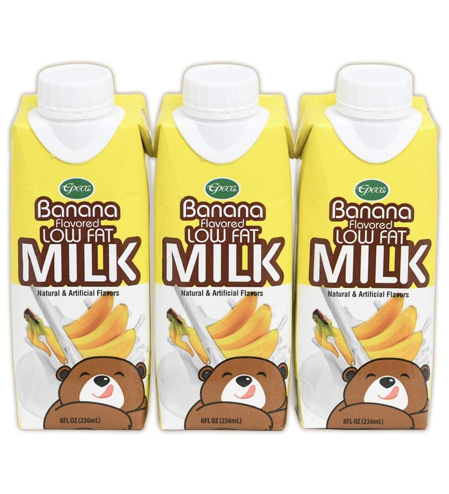 Epoca Banana Flavored Lowfat Milk 6 Pack - rBST Free, Aseptic Packaging, 8 Fl Oz - Product of USA - 10 Months Room Temperature Storage - Buy Online on GoSupps.com