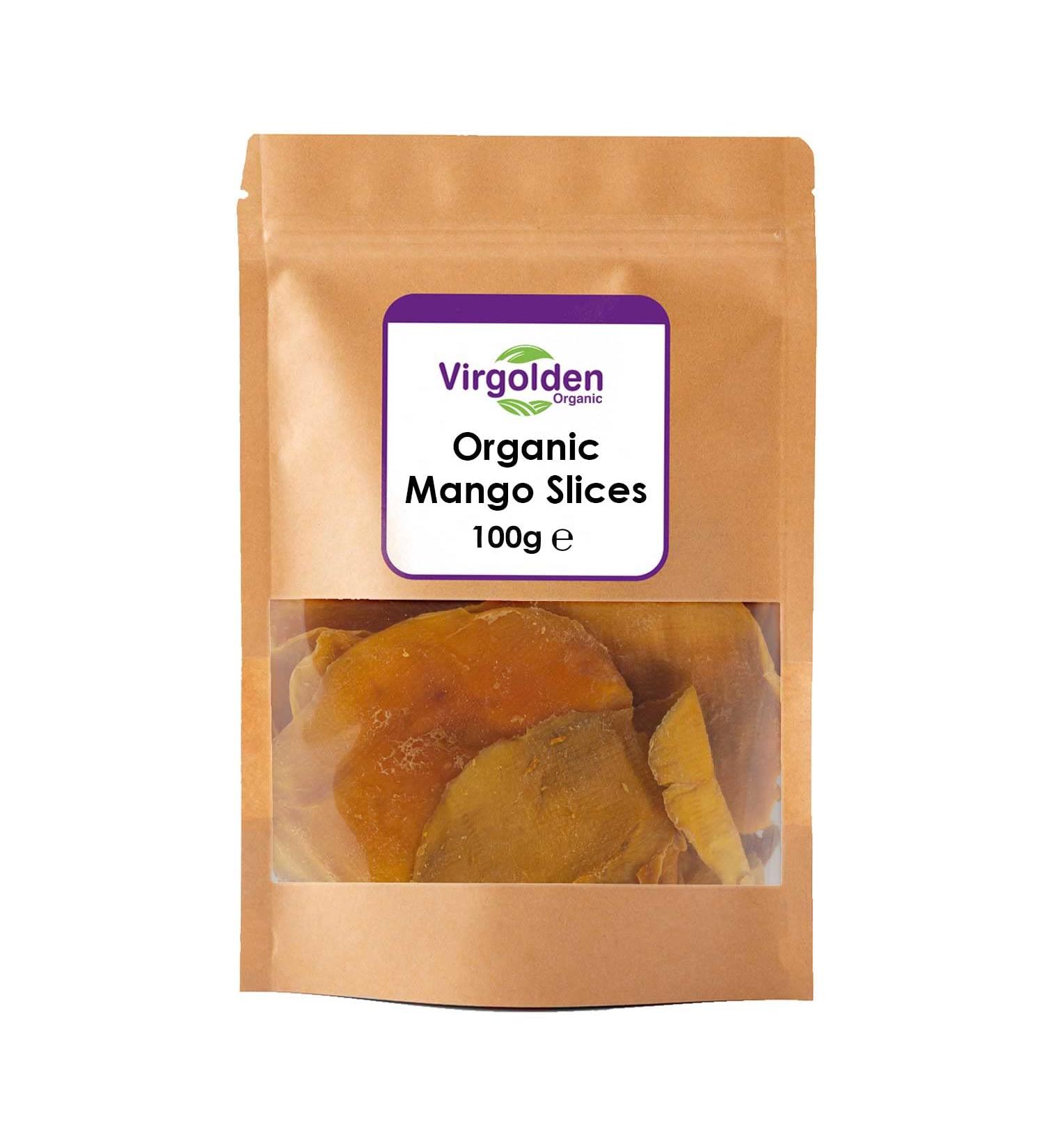 Organic Dried Mango Slices (Cheeks) 100g by Virgolden Organic - Buy Online on GoSupps.com