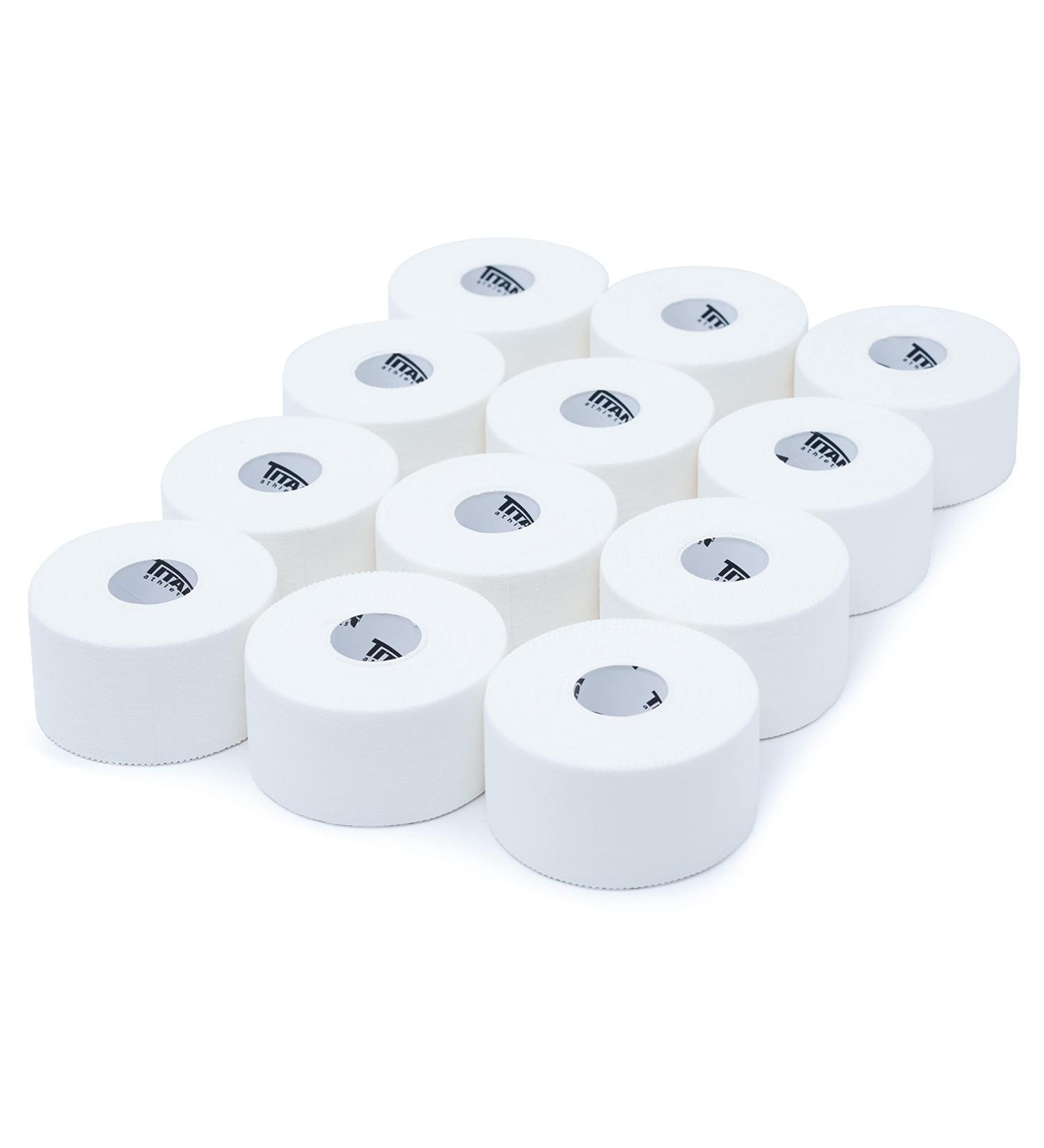 Titan Athletics 12-Pack Premium White Athletic Tape/Sports Tape - 1.5 Inch x 45 Feet - 100% Cotton with Zinc Oxide - Easy Tear Zig Zag Design - No Residue - 12 Pack - Buy Online on GoSupps.com