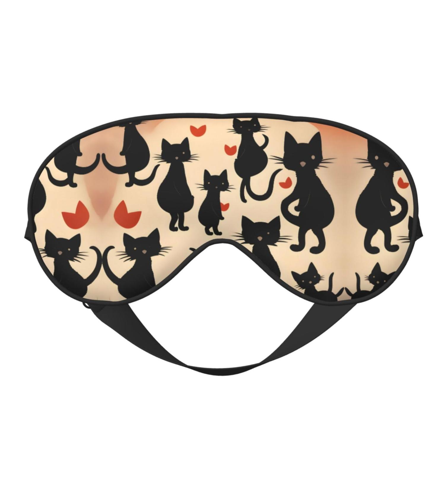 SSIMOO Happy Walking Kitty Print Double-Sided Eye Mask | Soft Light Blocking Sleep Mask for Enhanced Sleep Quality - Perfect for Travel & Home - Buy Online on GoSupps.com