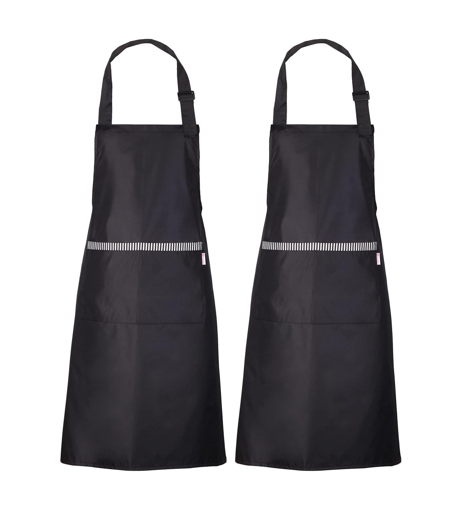 Zihuatailor Waterproof Aprons for Men and Women - Set of 2 Black Aprons with Pockets for Cooking, Dishwashing, and Dog Grooming - Buy Online on GoSupps.com