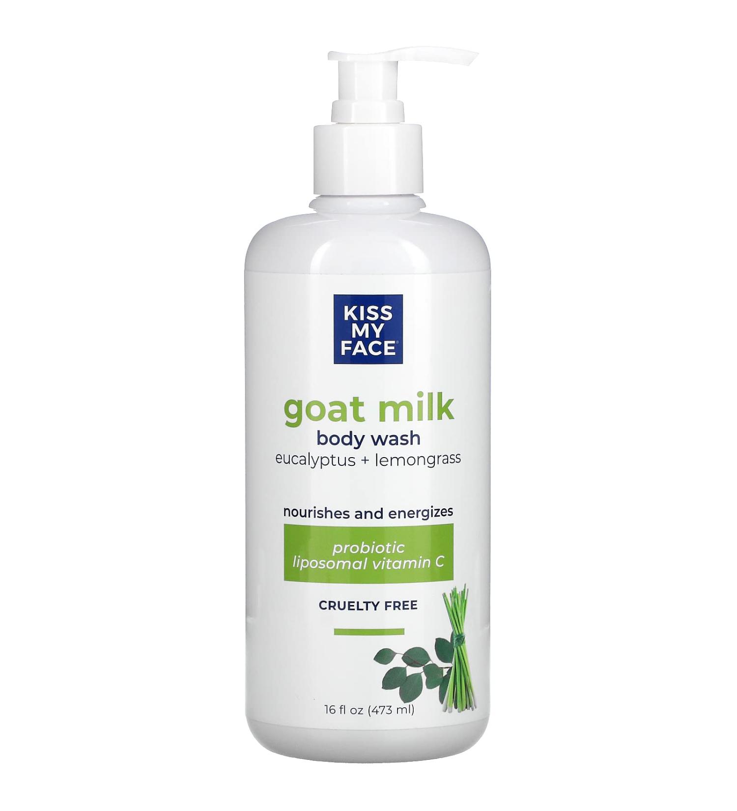 Kiss My Face Goat Milk Body Wash Eucalyptus + Lemongrass 16 fl oz (473 ml)