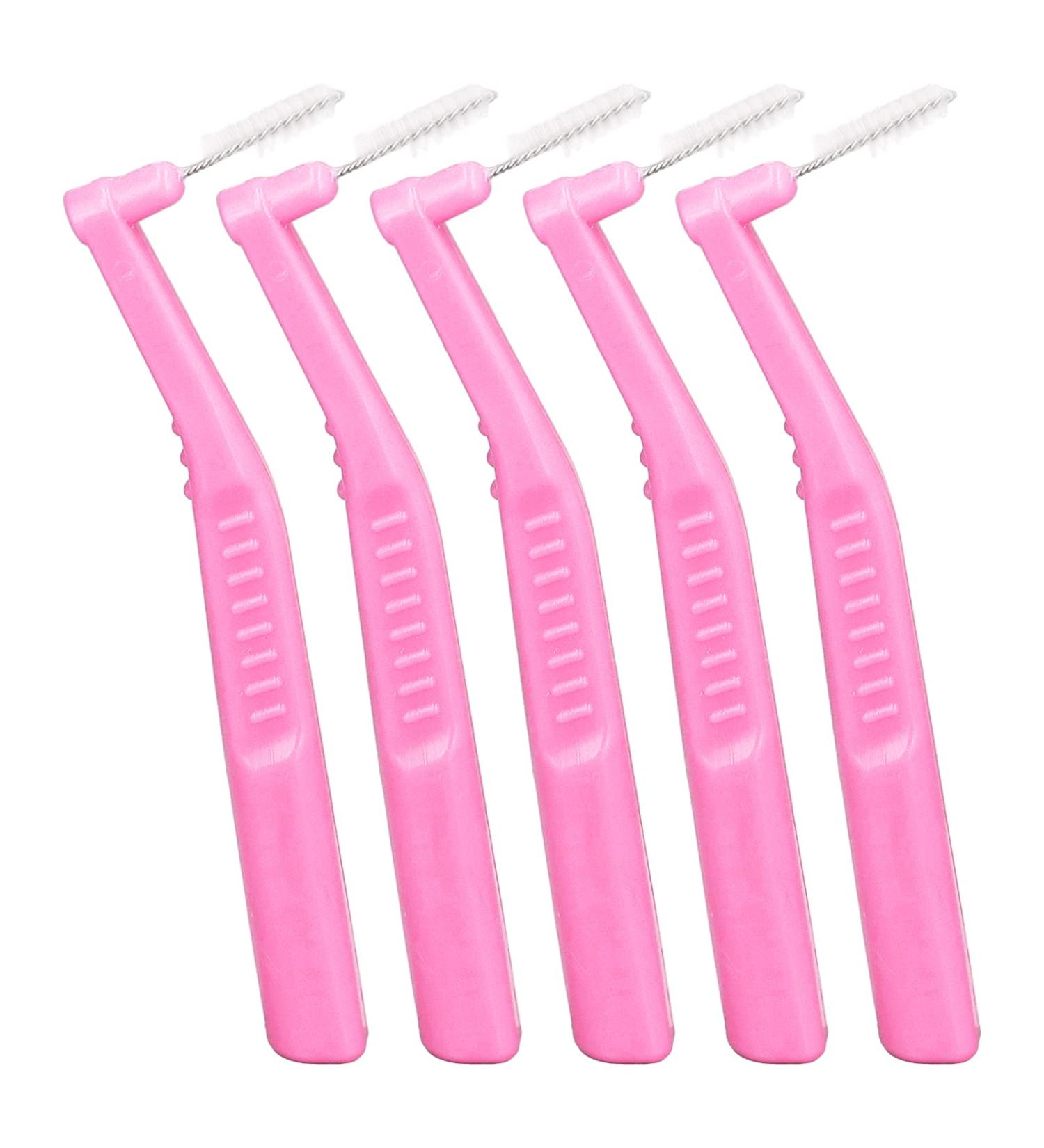 L-Shaped Interdental Brushes - 5 Pack for Effective Plaque Removal | Ideal for Braces & Between Teeth | Pink Cups - Buy Online on GoSupps.com