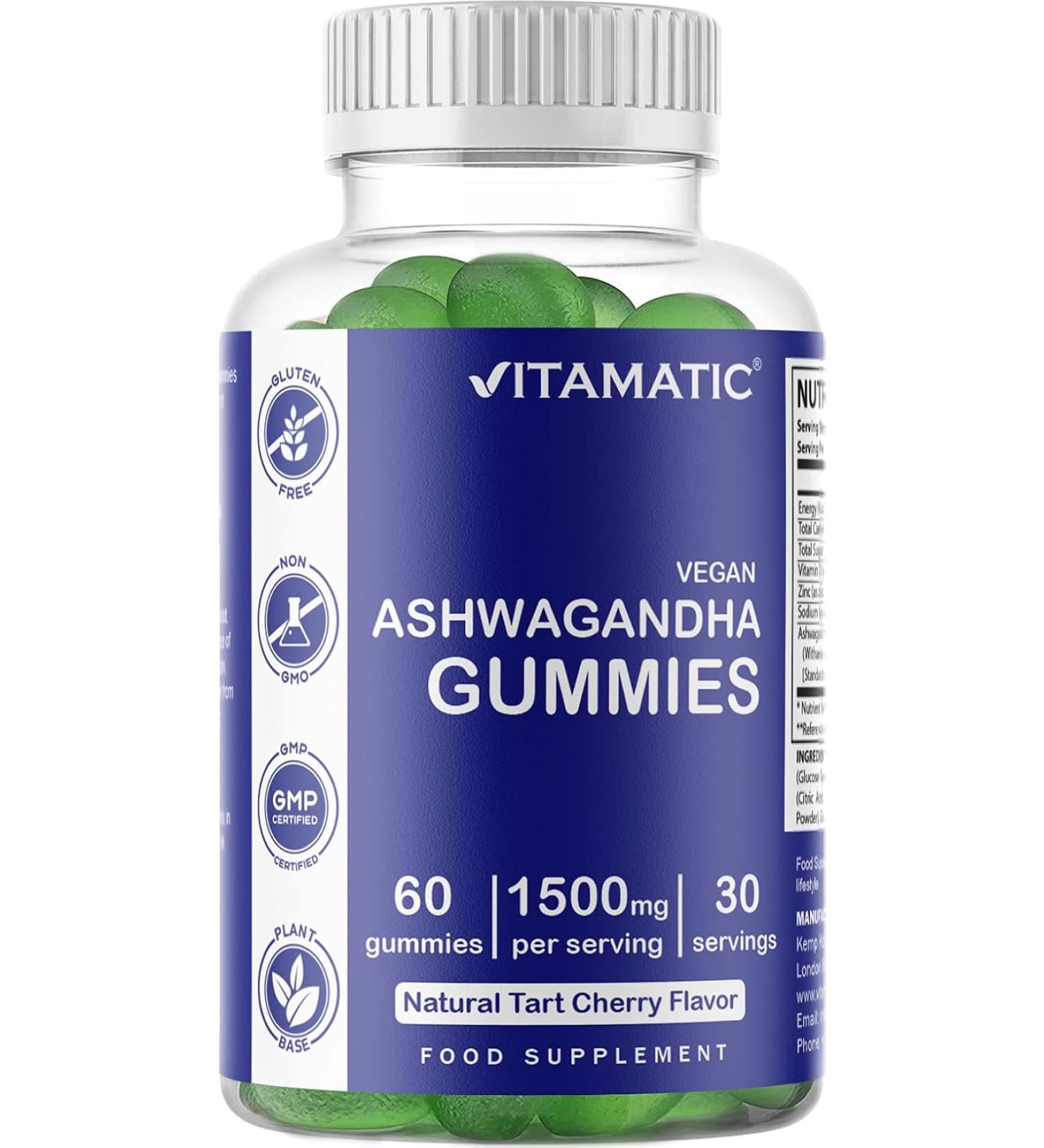 Vitamatic Ashwagandha Gummies 1500mg - 60 Gummies  - Buy Online on GoSupps.com