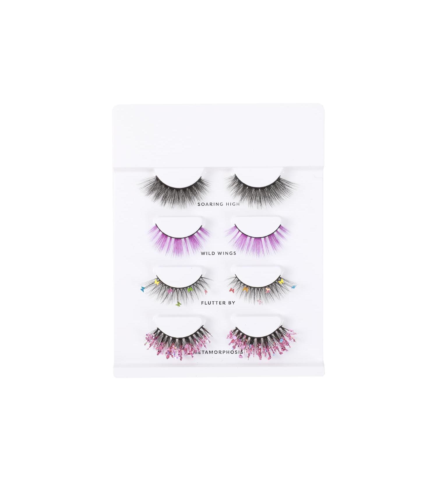 Profusion Cosmetics Empowered Butterfly Flutter Lashes Set - 4 Pairs of Lightweight Faux Eyelashes for a Classy Natural Fluffy Cat Eye Look - Buy Online on GoSupps.com