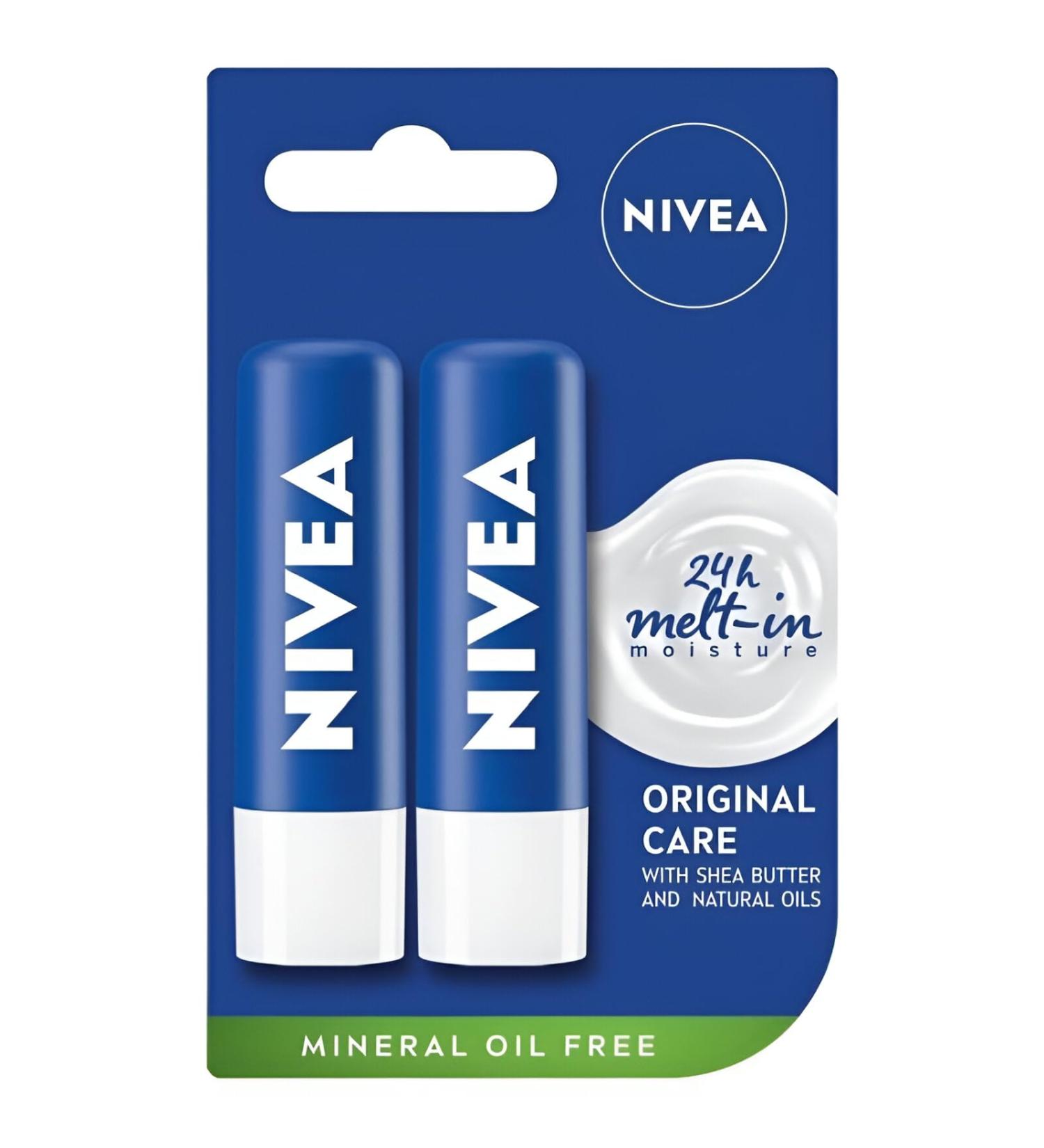NIVEA Lip Balm 2 x 5.5 ml Original Care (Pack of 3) with Shea Butter ethically sourced supports the protective barrier of the lips with natural oils and vitamins providing a - Buy Online on GoSupps.com