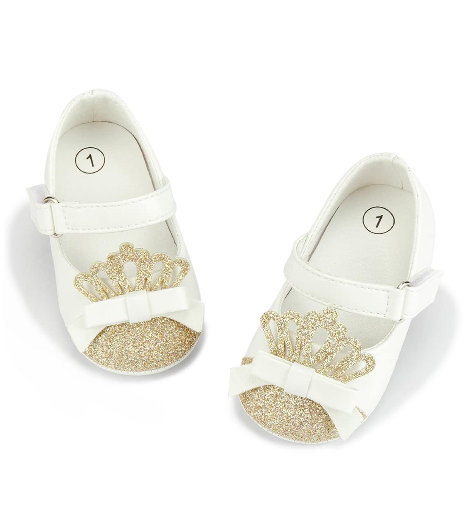 CENCIRILY Baby Girl Mary Jane Shoes | Anti-Slip Soft Sole Princess Flats for 6-12 Months | White Bowknot First Walking Shoes - Buy Online on GoSupps.com