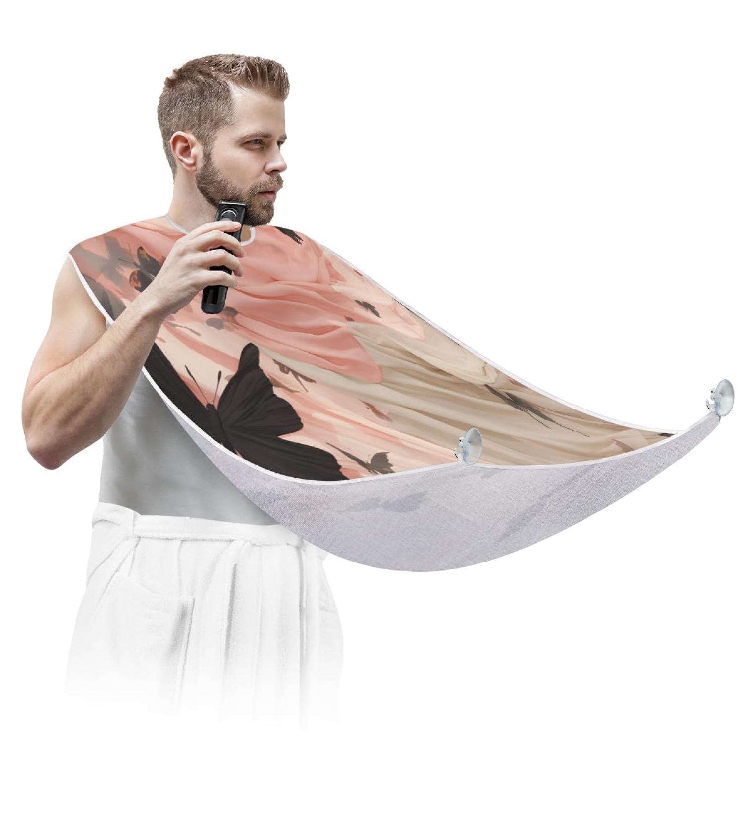 Shop Abstract Patterns Beard Bib Apron | Men's Hair Catcher for Shaving | Perfect Father's Day & Anniversary Gift | Durable with 2 Suction Cups - Buy Online on GoSupps.com
