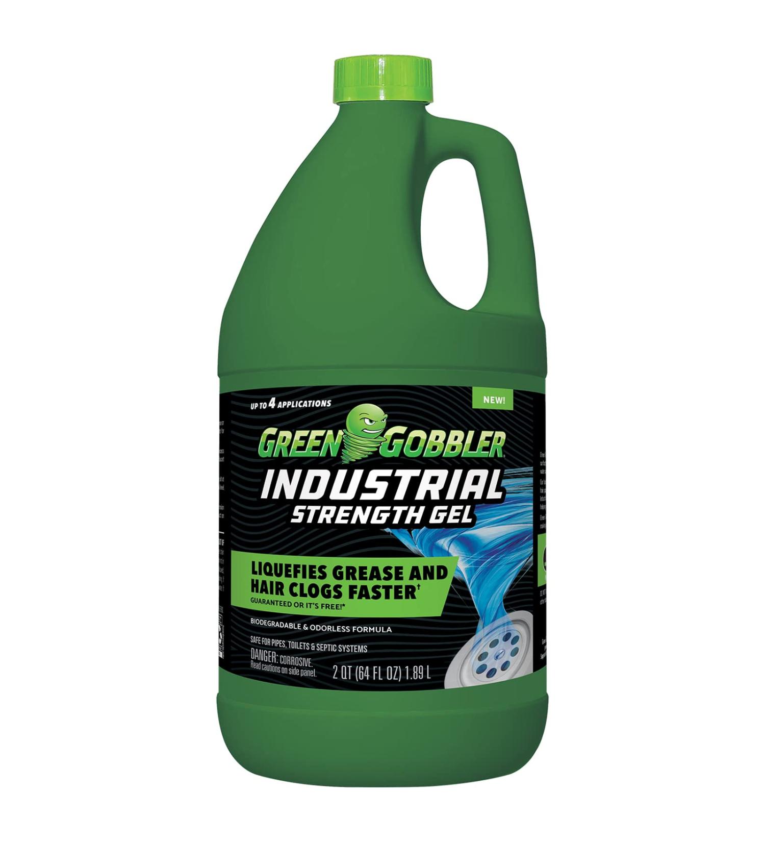 Green Gobbler Industrial Strength Drain Clog Remover Gel | Safe for Pipes Toilets Sinks & Septic Systems - 64 fl. oz - Buy Online on GoSupps.com