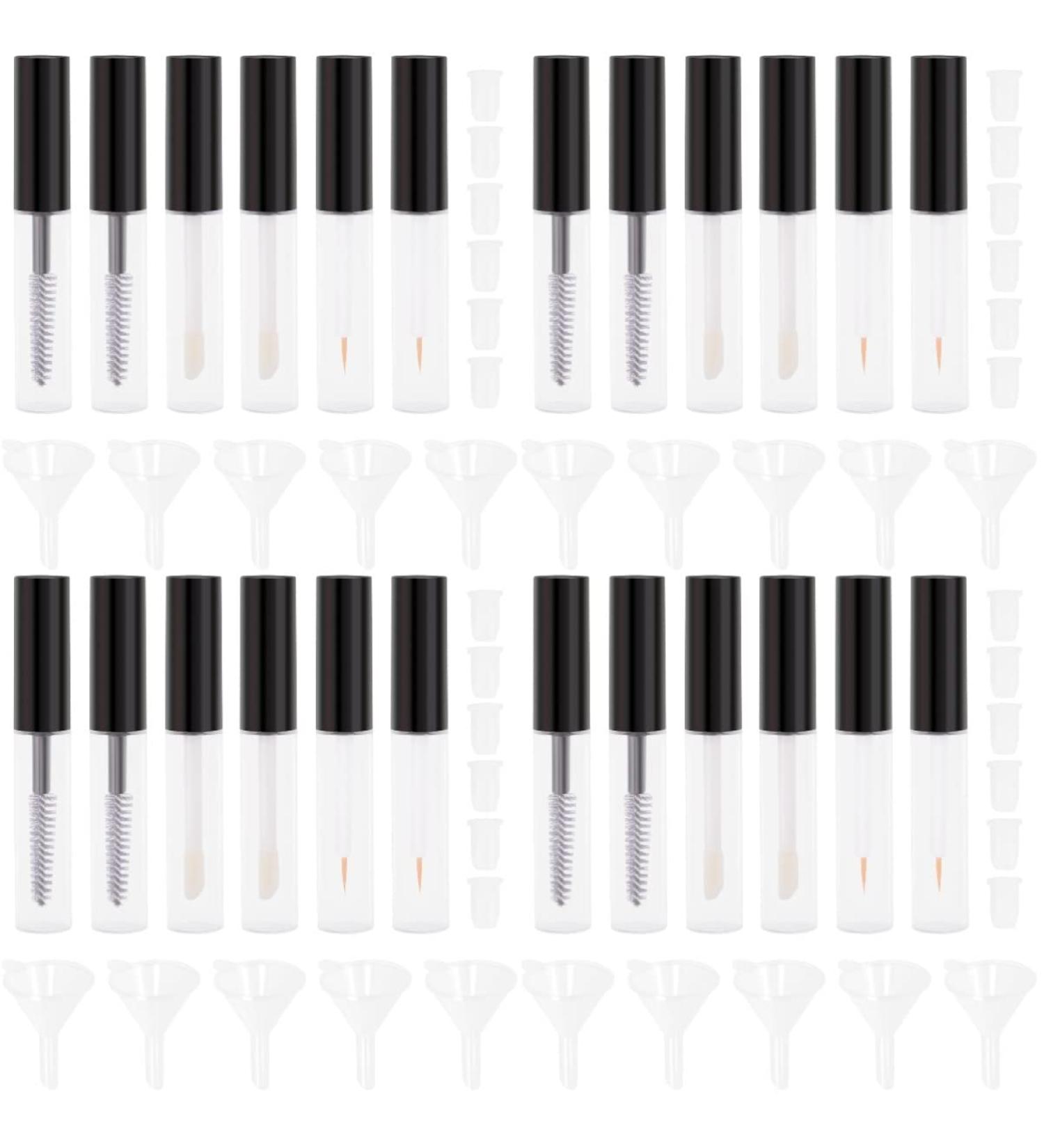 Mikinona 4 Sets Mascara Wands with Tube Lip Gloss Tubes Lash Brush Empty Mascara Tube and Wand Mini 8.2x1.4cmx4pcs Blackx4pcs - Buy Online on GoSupps.com