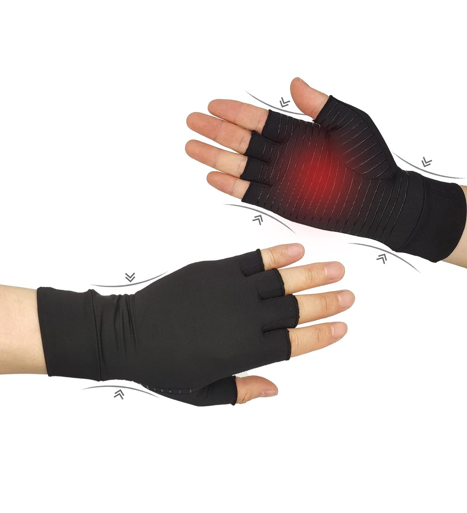 Copper Compression Arthritis and Workout Fingerless Gloves - Medium Size, Ideal for Computer Typing and Daily Use - Buy Online on GoSupps.com
