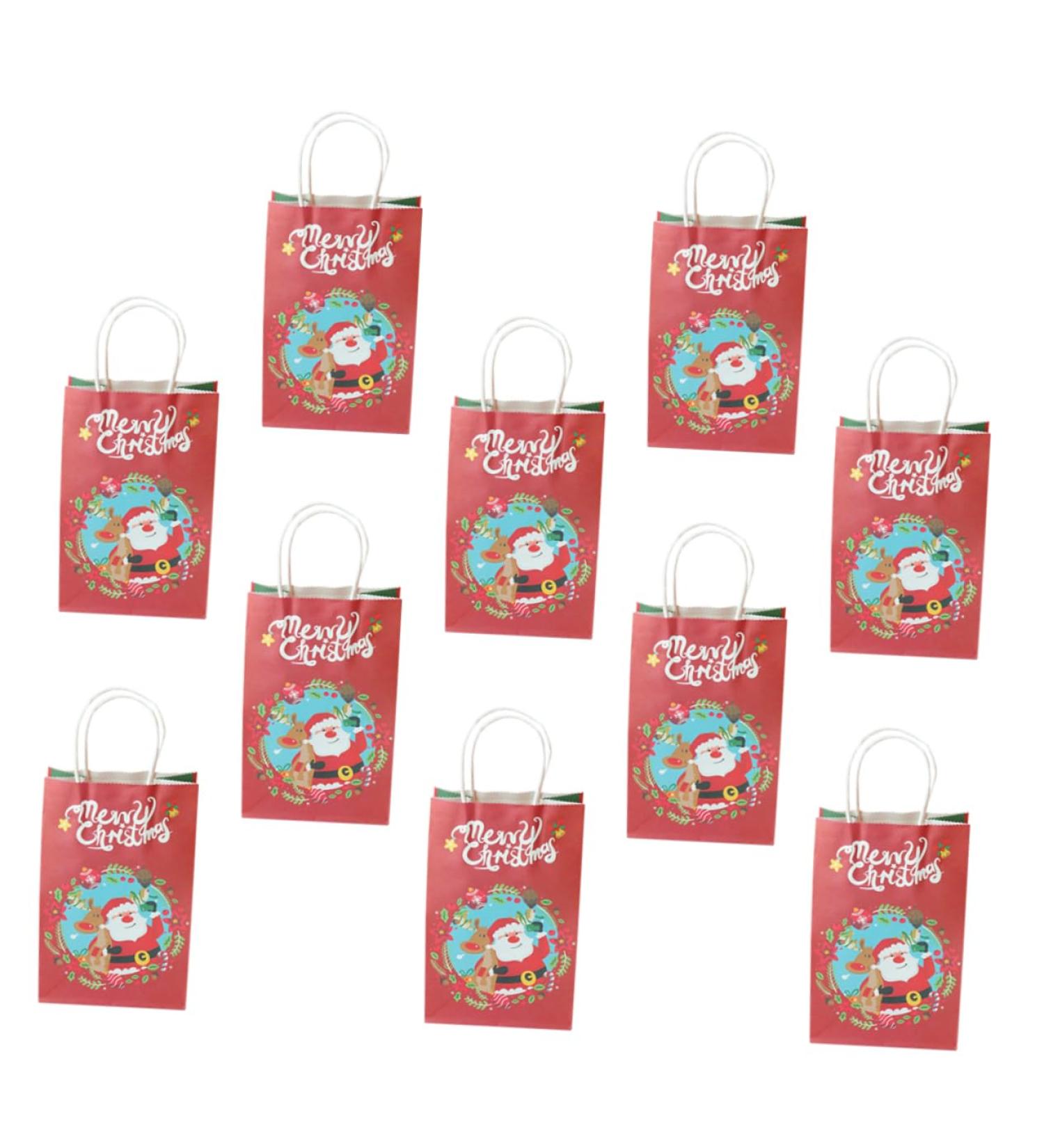 Healeved 10pcs Christmas Paper Bags Paper Gift Bag Christmas Gift Bags Christmas Bag Christmas Goodie Bag Paper Sweet Bag Brown Paper Bag Party Bags with Handles Portable Elder Candy Bag - Buy Online on GoSupps.com
