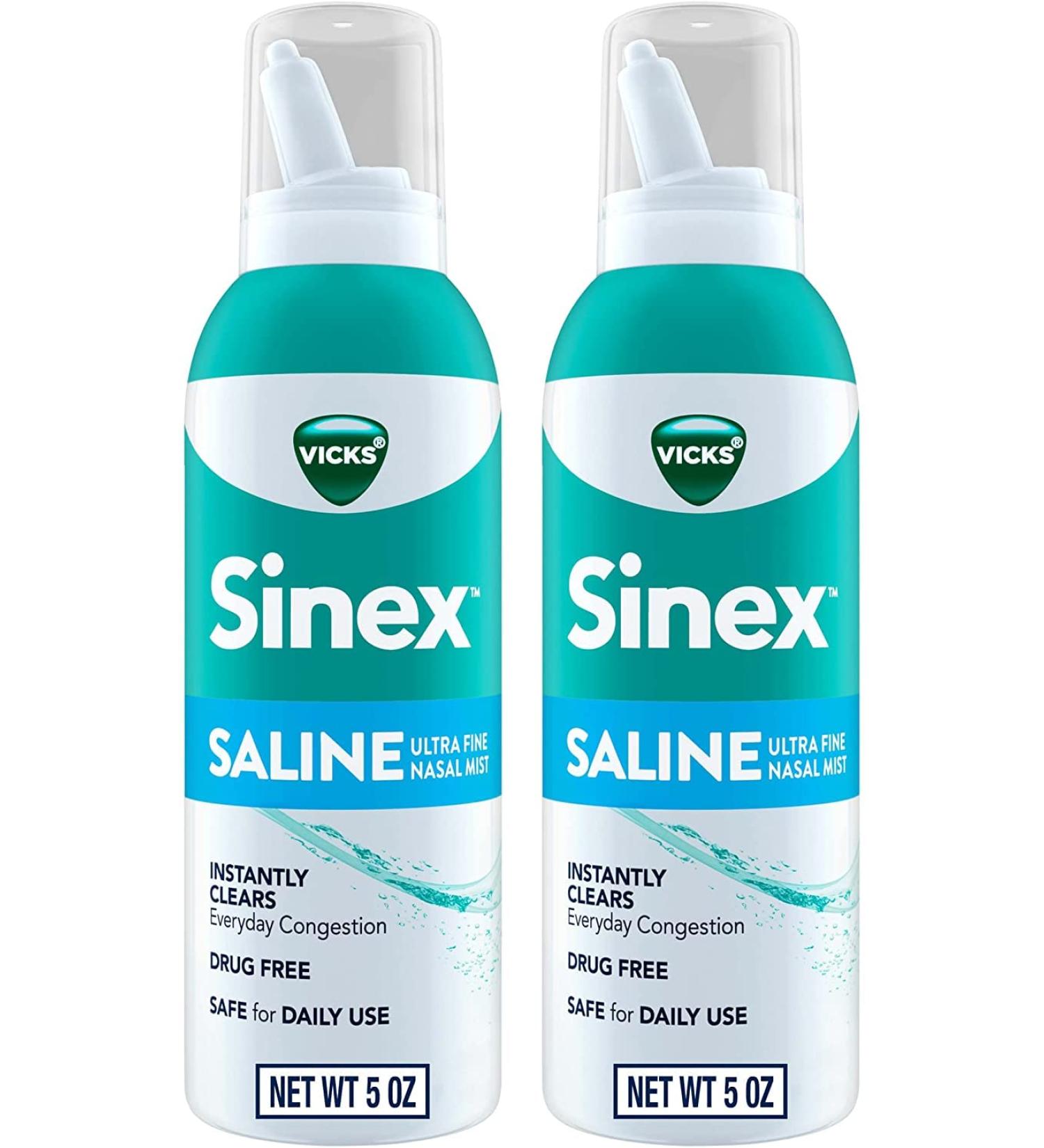 Vicks Sinex Saline Nasal Spray 5 FL OZ (Pack of 2) - Drug-Free Daily Sinus Congestion Relief - Buy Online on GoSupps.com
