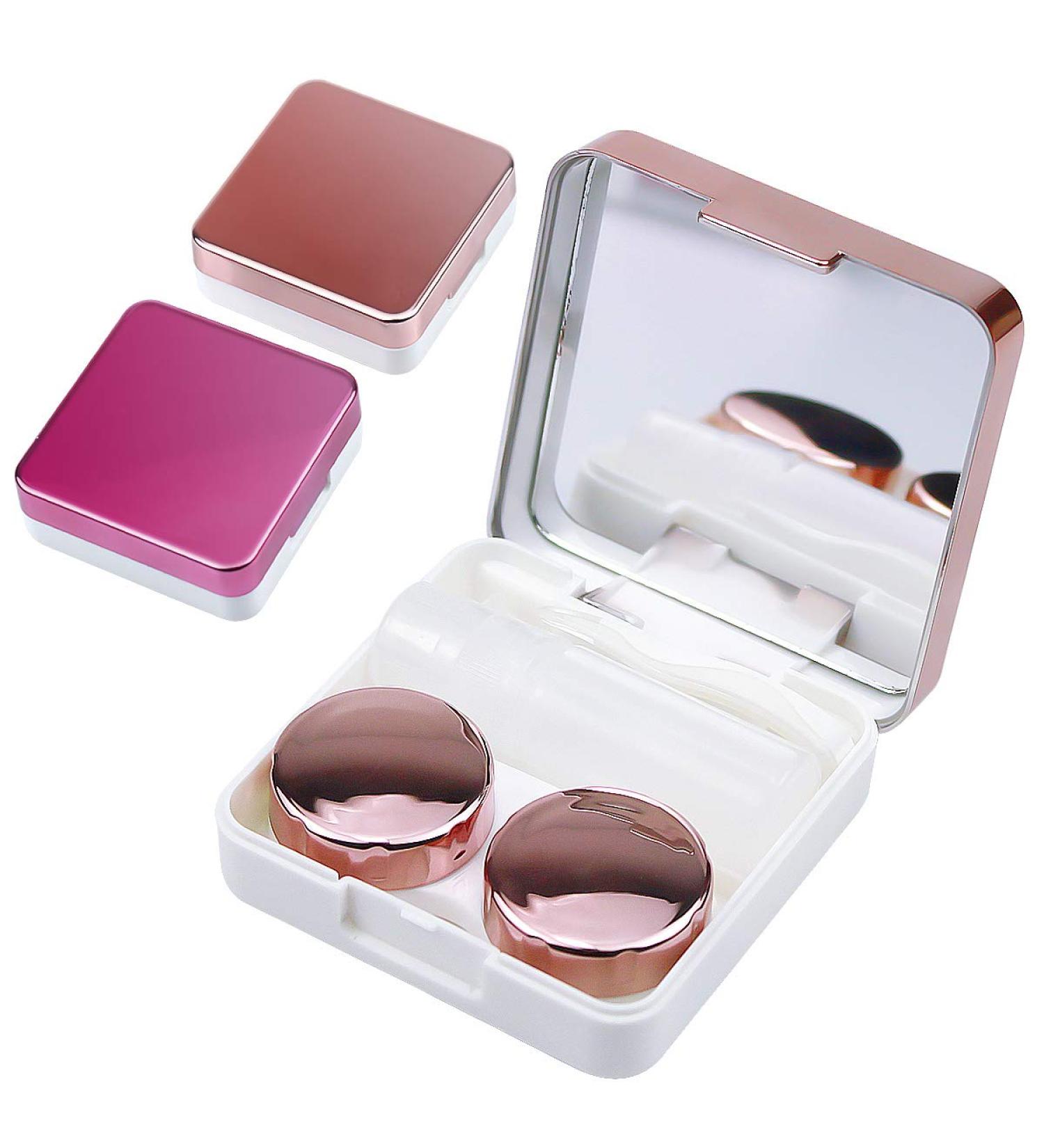 Buy NATUCE 2PCs Contact Lens Container Set - Travel-Friendly with Mirrors - Pink & Rose Gold - Ideal for Home & Travel - Buy Online on GoSupps.com
