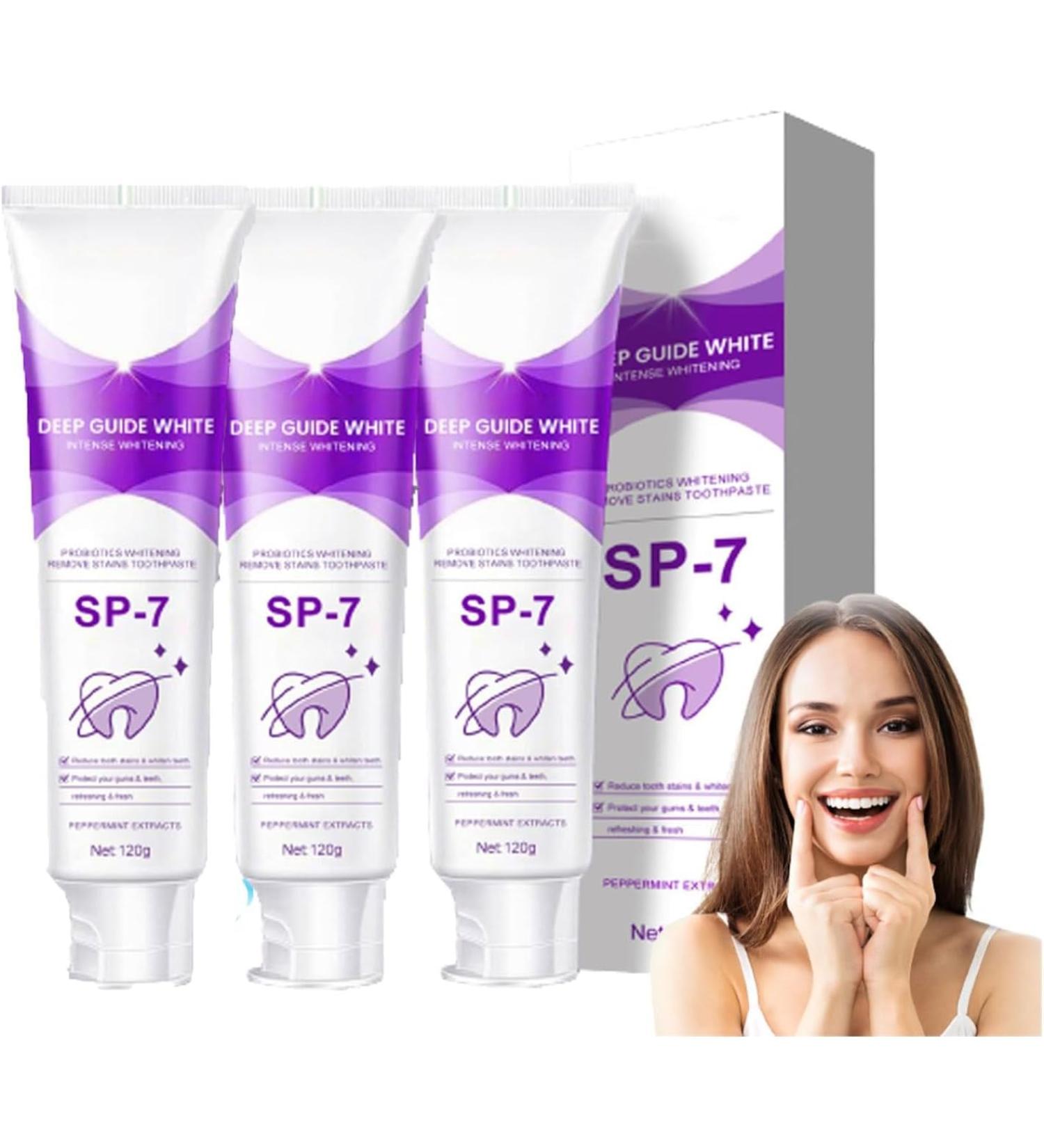 SP-7 Natural Tooth Whitening Toothpaste | Stain Removal & Fresh Breath (3 Pieces) - Deep Cleaning for Gums - Buy Online on GoSupps.com