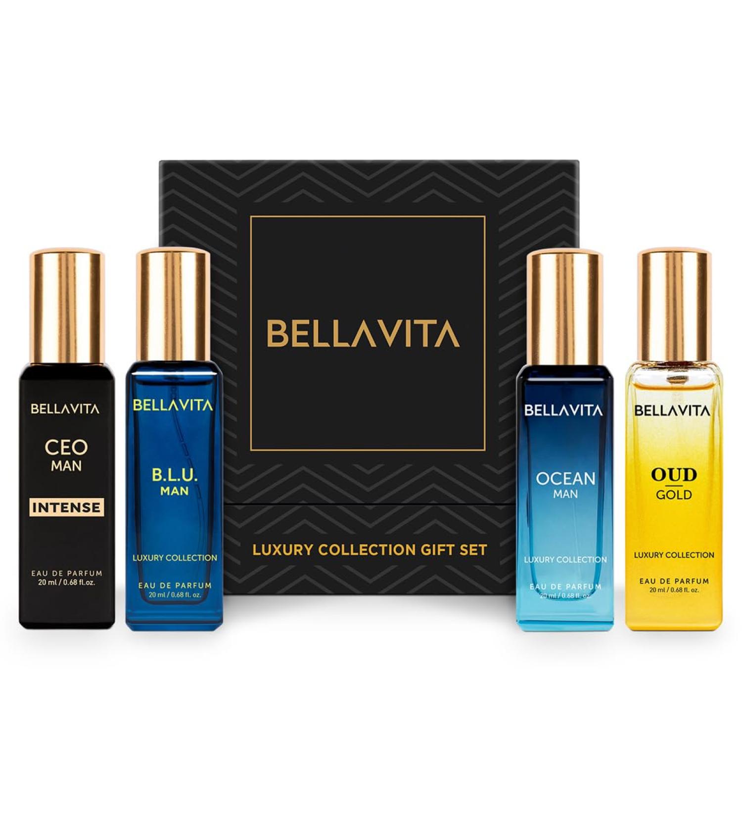 Luxury Collection Eau De Parfum (4x0.68 fl. oz.) | Cologne set for Men | 4 in a box - Perfume Set for men | OUD GOLD OCEAN B.L.U & CEO Intense | Perfect for gifting - Buy Online on GoSupps.com