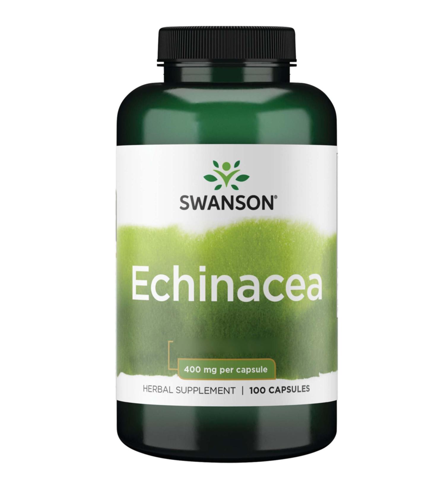 Swanson Echinacea 400mg - High Dosage 100 Capsules Soy-Free Gluten-Free Non-GMO - Lab Tested Herbal Supplement - Buy Online on GoSupps.com