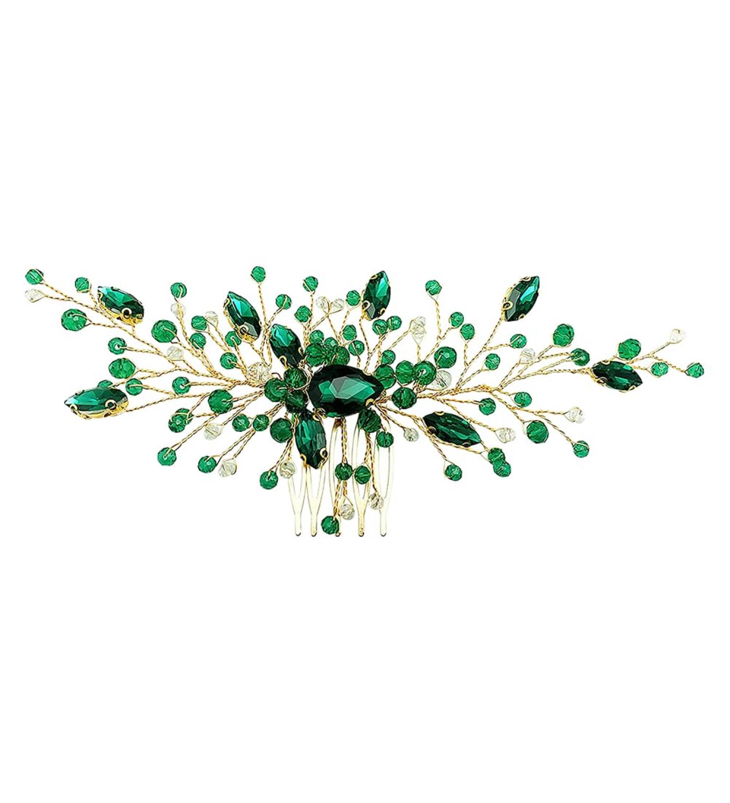 Rhinestone Hair Side Combs Wedding Crystal Hair Combs Bridesmaid Hair Pieces Flower Headpiece on Comb Mother of The Bride Hair Accessories Green - Buy Online on GoSupps.com