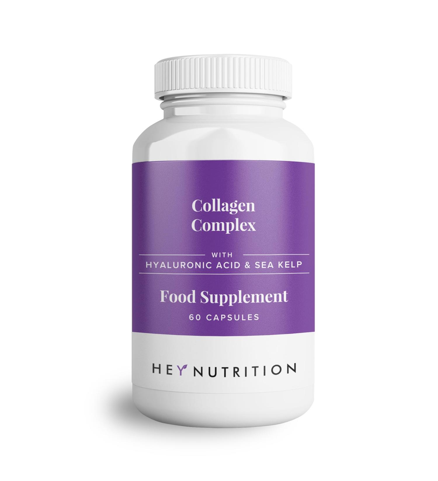 Hey Nutrition Collagen Complex with Hyaluronic Acid, Sea Kelp, Vitamin E & Biotin - 60 Capsules - Buy Online on GoSupps.com