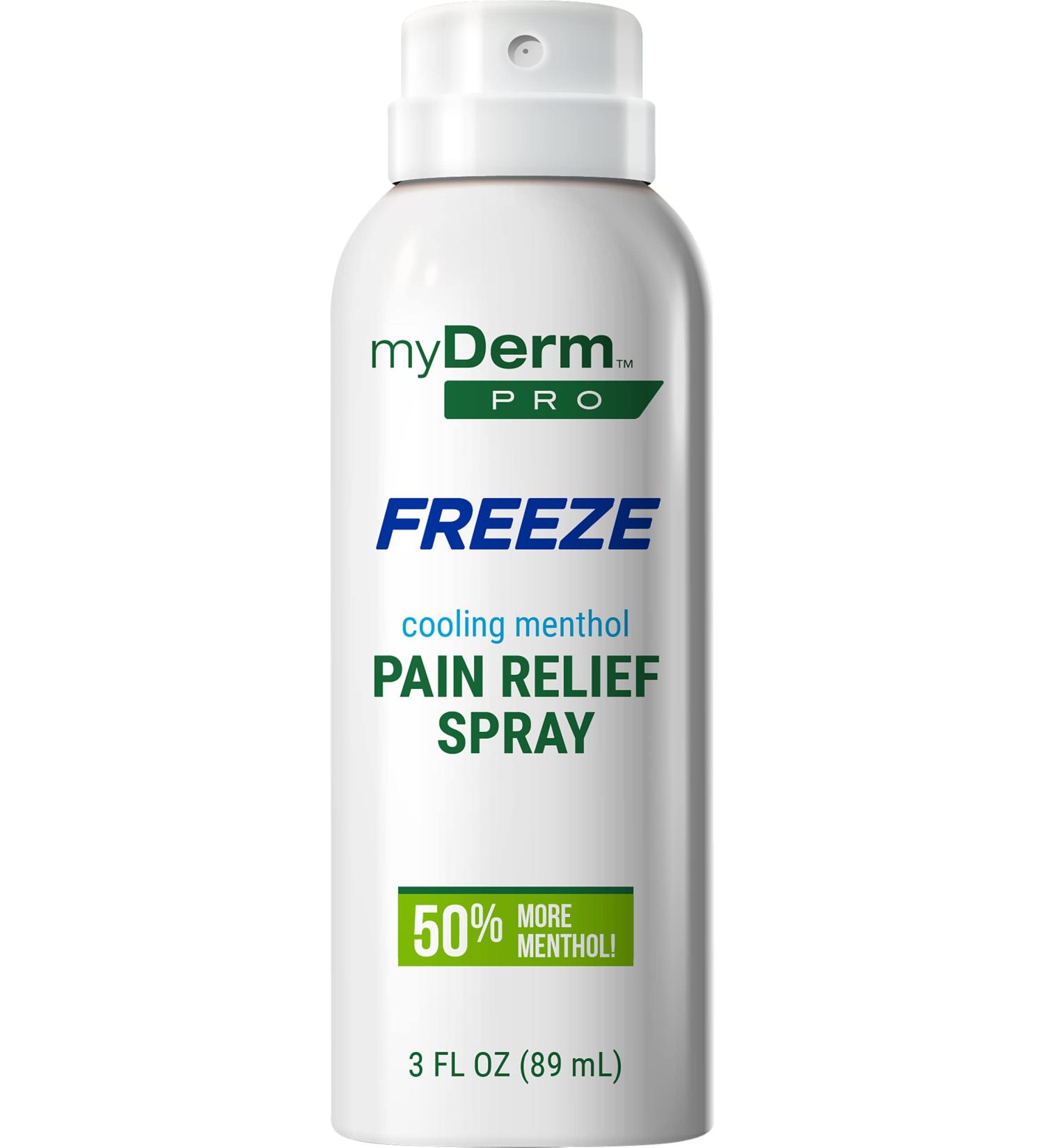 Myderm PRO Freeze Spray 3 oz - 15.75% Menthol - Temporary Pain Relief for Lower Back and Joint Pain - Buy Online on GoSupps.com