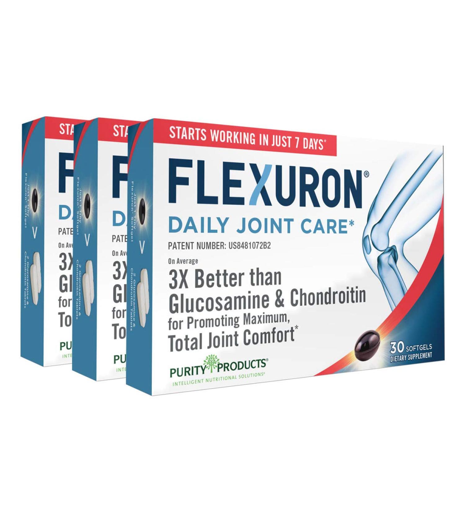 Flexuron Joint Formula by Purity Products - 3X Better Than Glucosamine and Chondroitin - Fast-Acting with Krill Oil, Hyaluronic Acid, and Astaxanthin - 30 Count - Buy Online on GoSupps.com