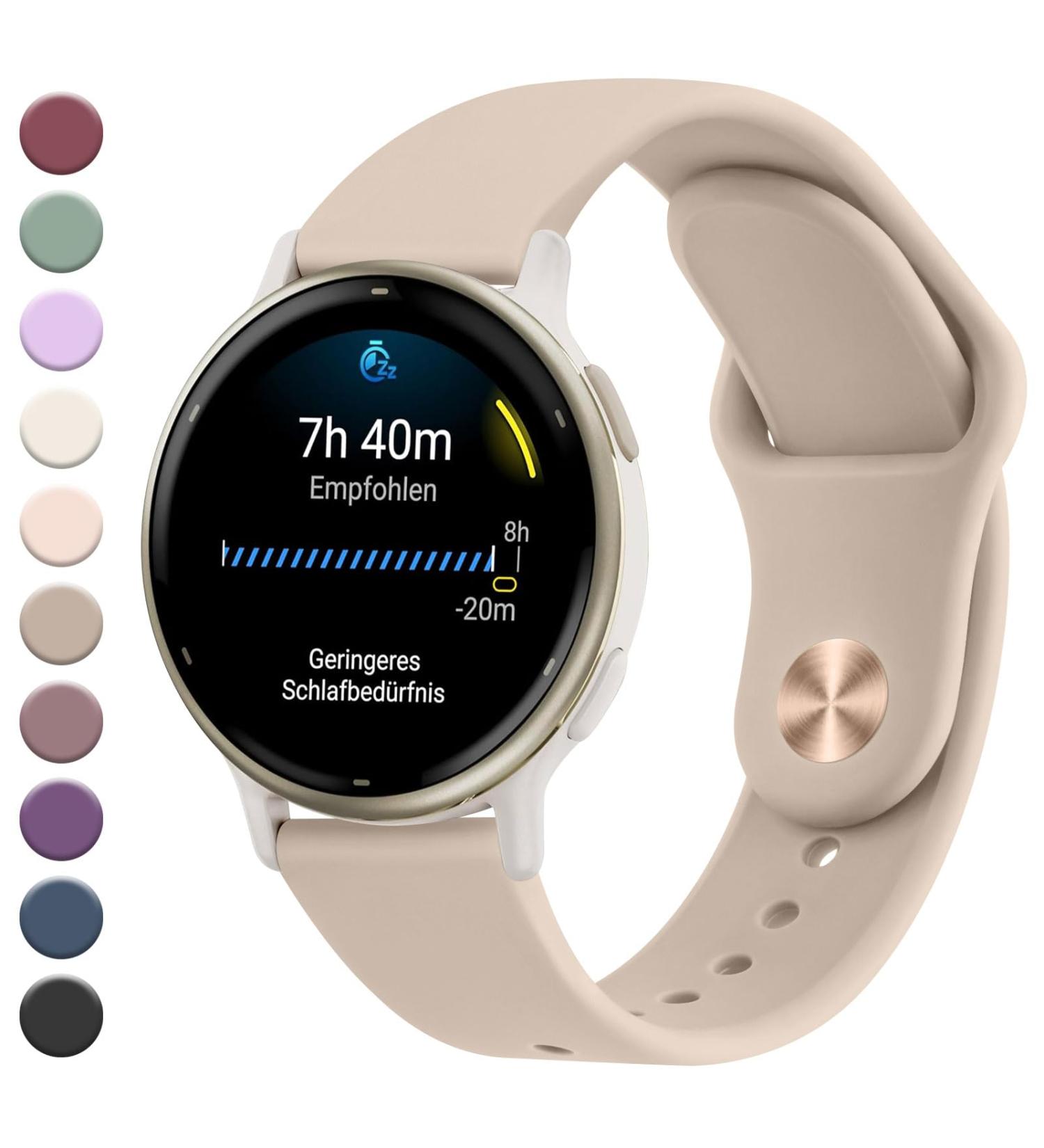 Mugust Adjustable Silicone Bracelet for Garmin Vivoactive 5/3 Vivomove 3/HR/Luxe/Style and Forerunner 55/245/645 - 20mm Sports Replacement in Milk Tea Color - Buy Online on GoSupps.com