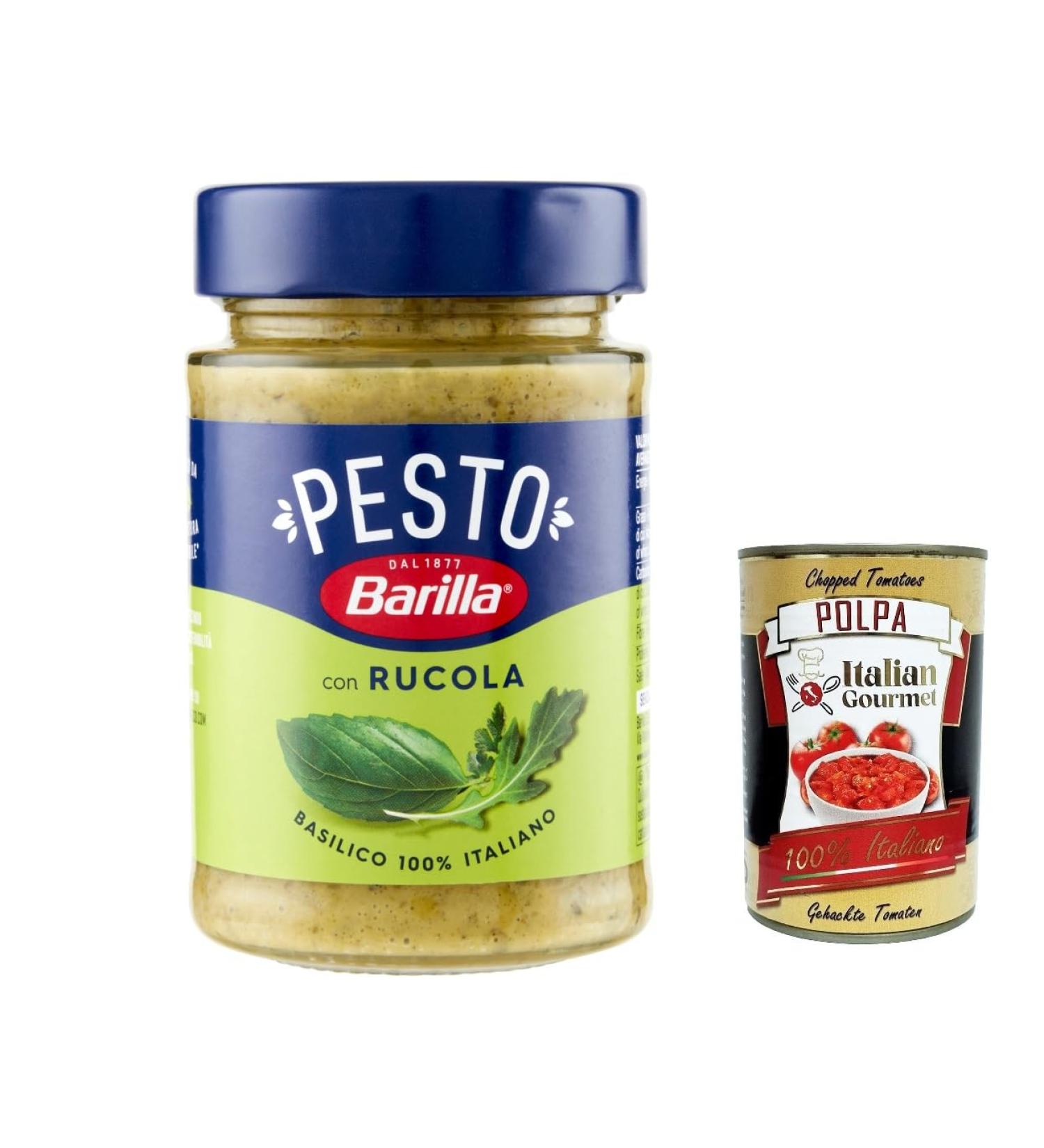  Italian Gourmet E.R. Basil and Rocket Pesto 190g | Gluten-free Italian pasta sauce with basil and rocket pasta sauce green pesto + gourmet Italian polpa 400g - Buy Online on GoSupps.com