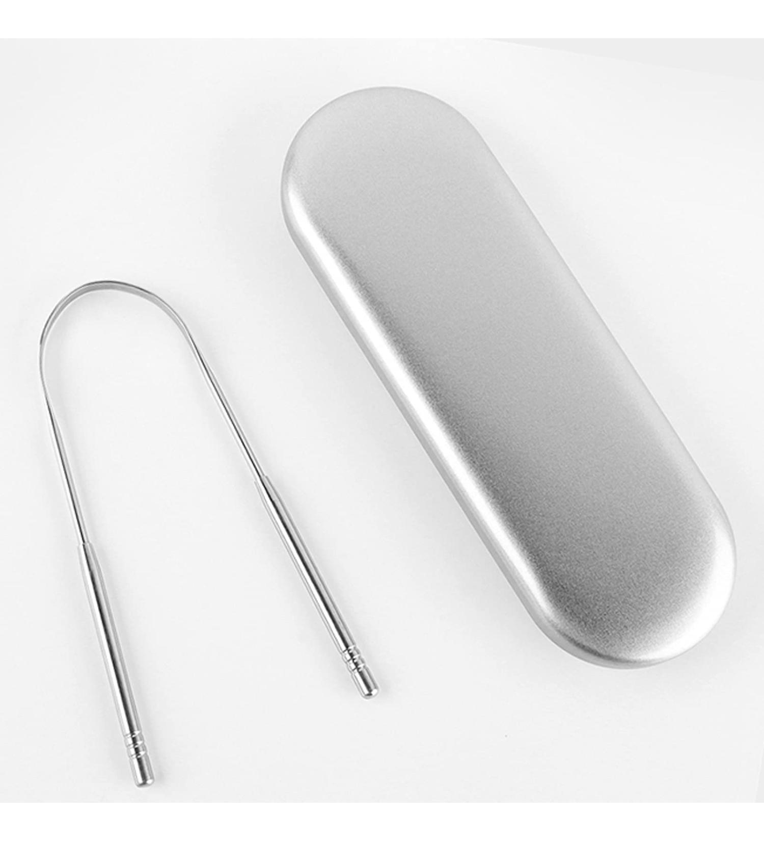 Stainless Steel Tongue Scraper - Best Metal Tongue Cleaner for Oral Hygiene | 13.5x5.5cm - Buy Online on GoSupps.com