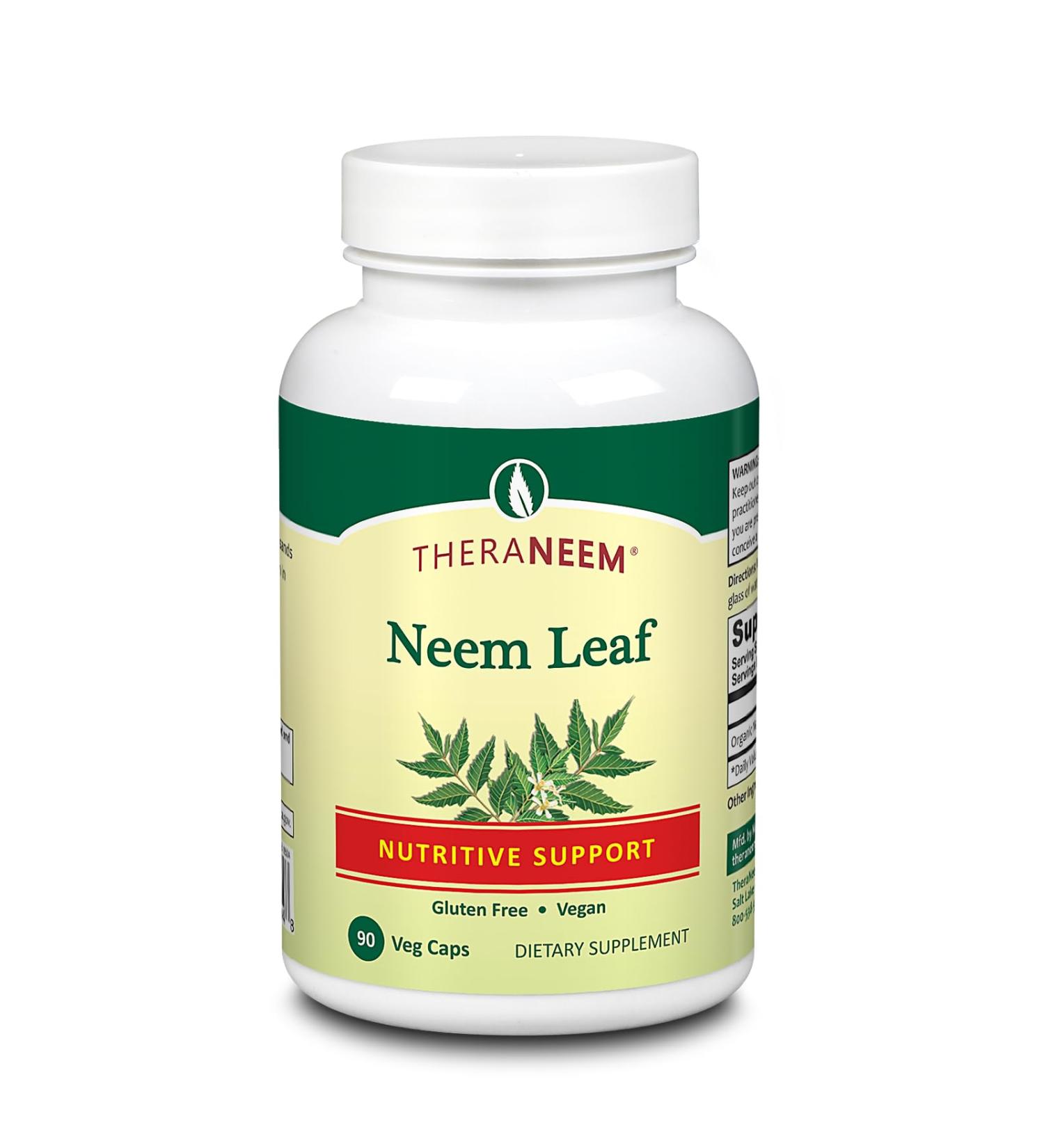 THERANEEM Neem Leaf Capsules - Powerful Nutritive Support with Antioxidants and More - Vegan Gluten Free 60 Day Guarantee - 90 Servings 90 VegCaps