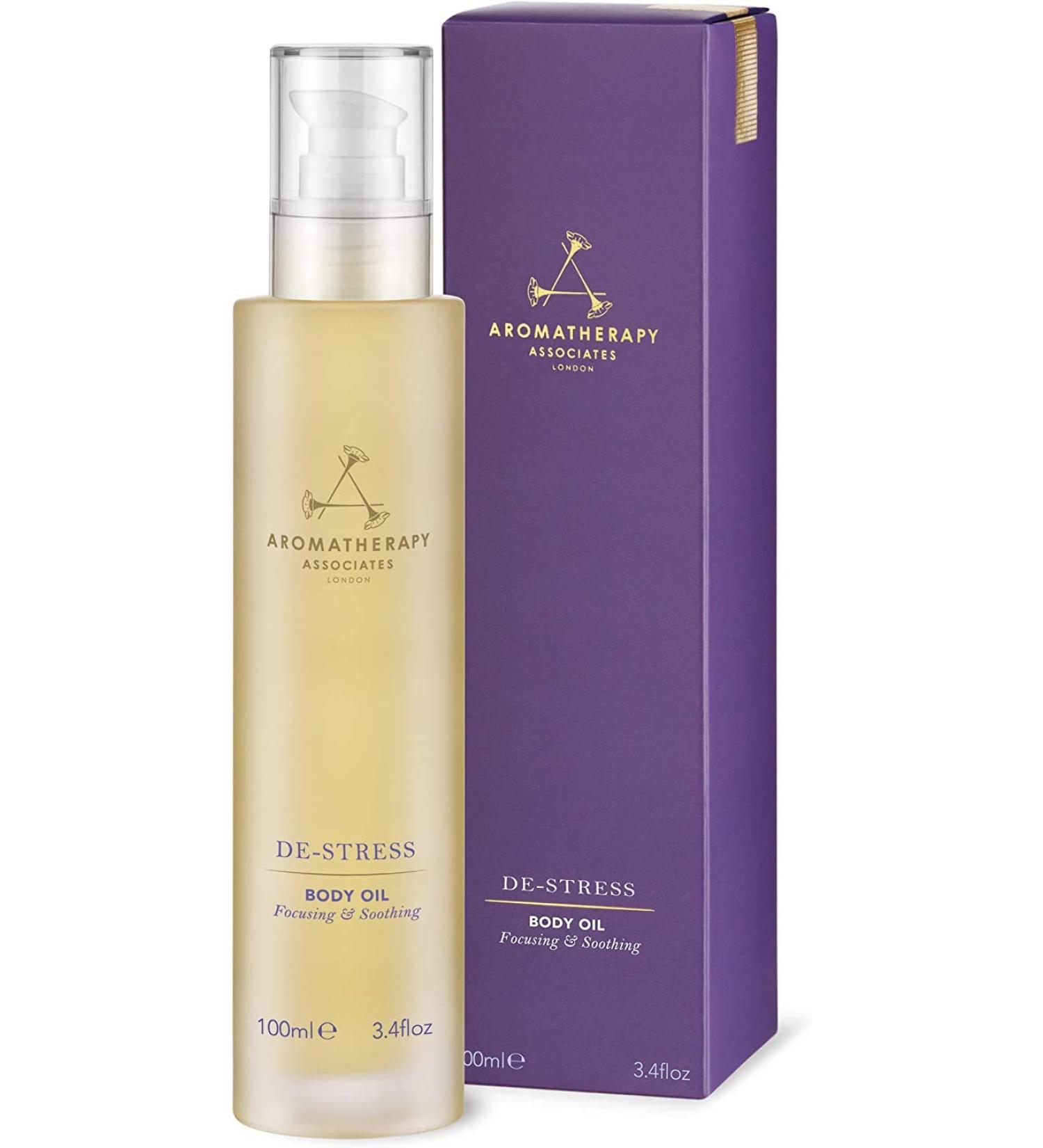 Aromatherapy Associates De-Stress Body Oil 100ml with Arnica, Rosemary & Ginger - Muscle Recovery Post-Workout - Buy Online on GoSupps.com
