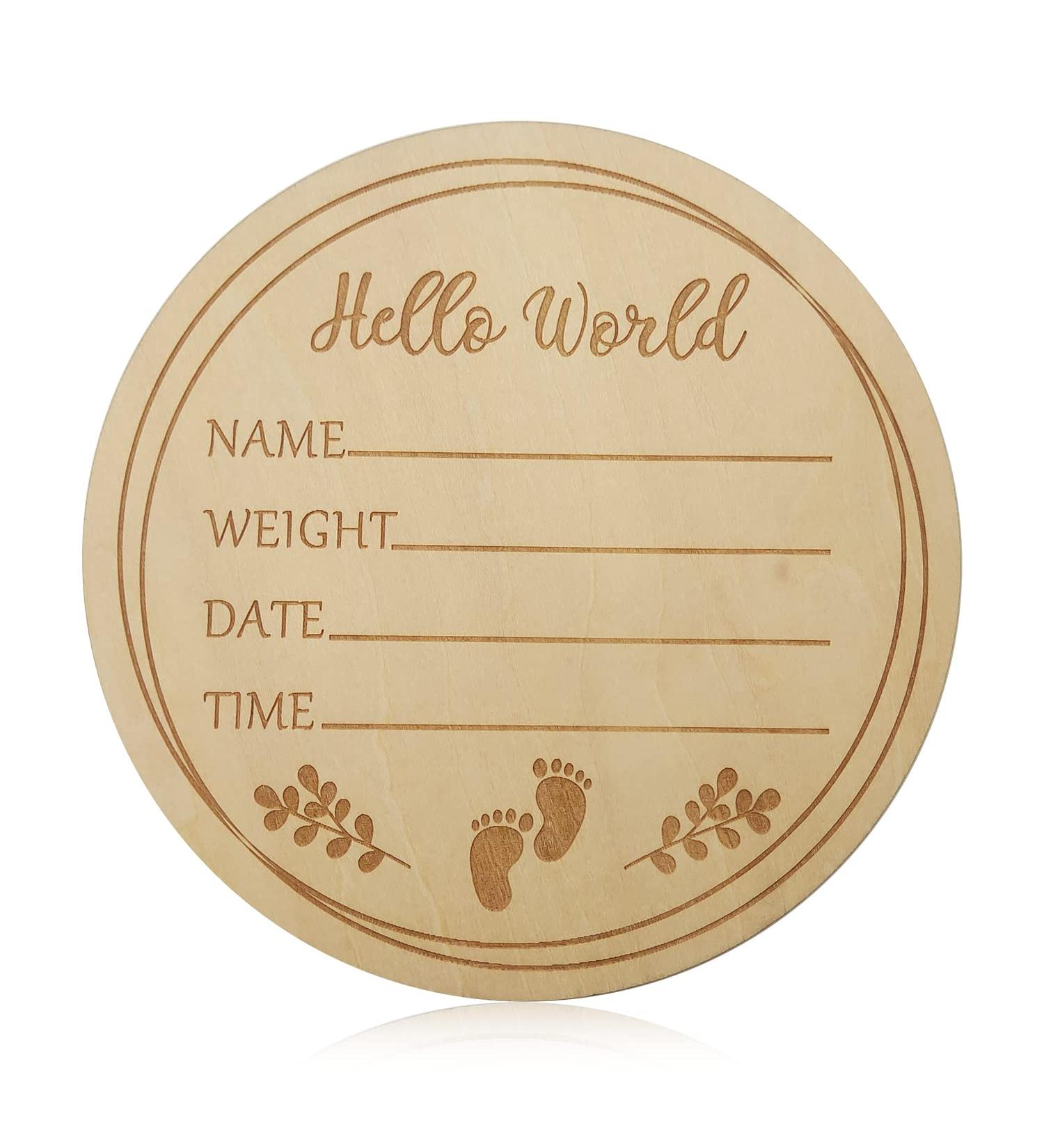 Hello World Wooden Baby Announcement Sign for Nursery Decor | Newborn Welcome Plaque for Baby Shower Photo Prop | Round Birth Sign Board A7CSMP - Buy Online on GoSupps.com