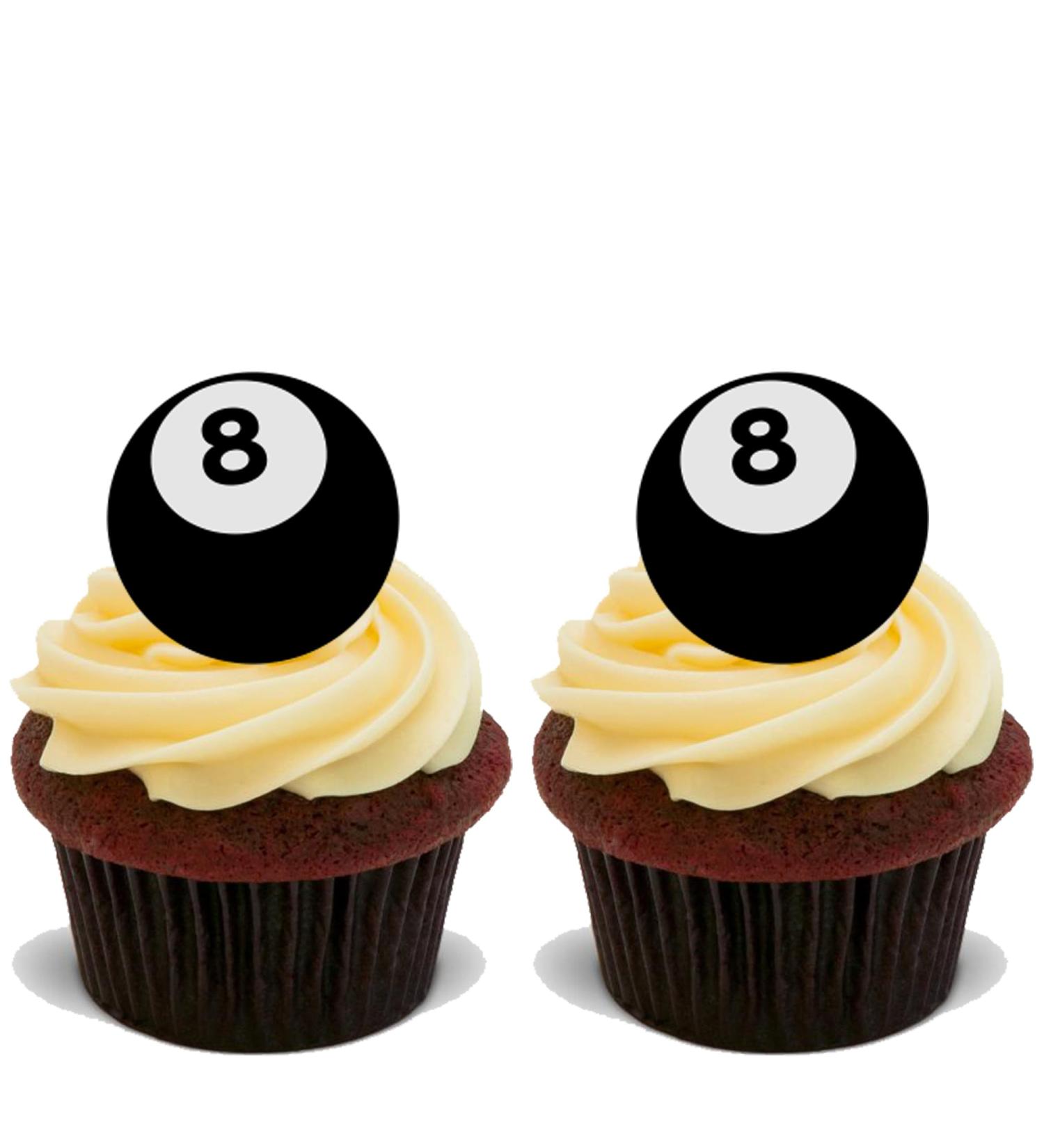 30 8 BALL POOL STAND UP Edible RICE Wafer Card Cake Toppers D1 EIGHT Snooker