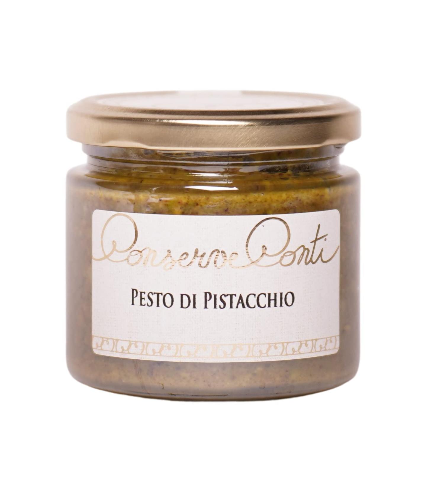 Pesto pistachio 100% with extra virgin olive oil - jar of ml. 212 - Sicilian artisanal production Conserve Conti - Buy Online on GoSupps.com
